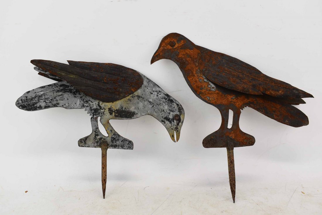 2 Vintage Rustic Metal Crow Garden Stakes (1 of 7)