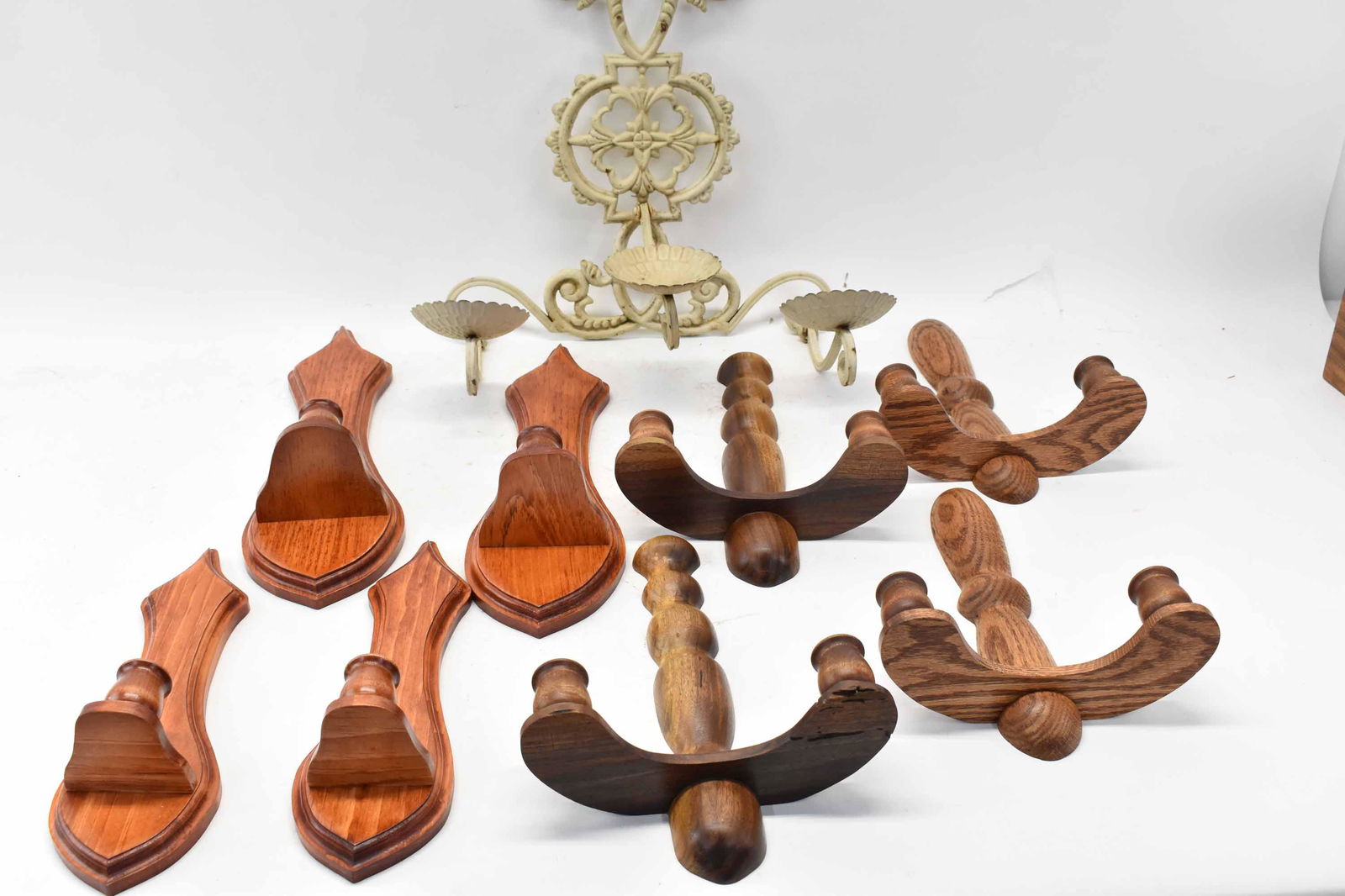 Antique Cast Iron 3 Arm Wall Sconce (1 of 4)