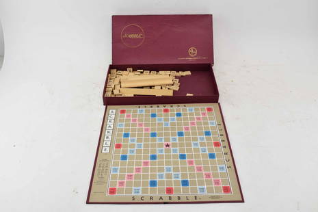 Vintage Red Box Scrabble Board Game: Not known if all pieces are present.