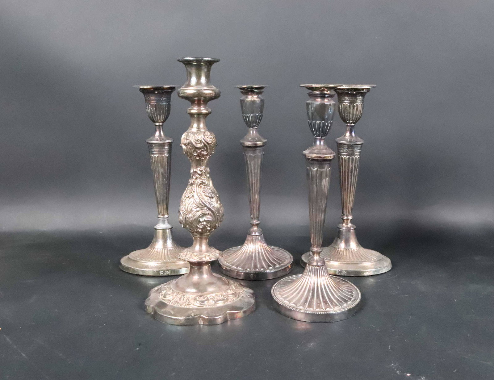 Tall Rococo Silver Plated Candlestick (1 of 12)