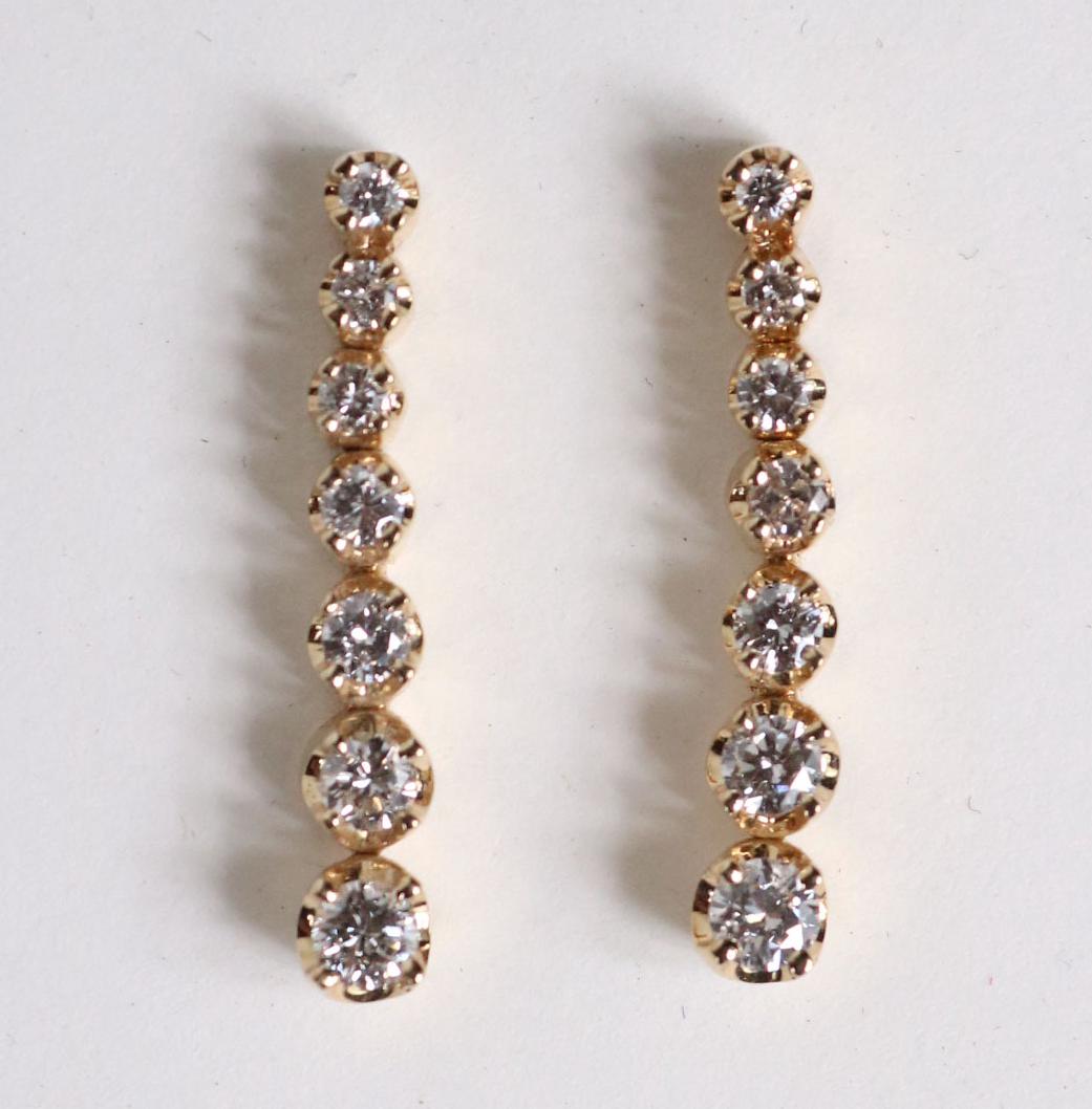 Pair of Seven Graduated Line Drop Diamond Earring (1 of 4)
