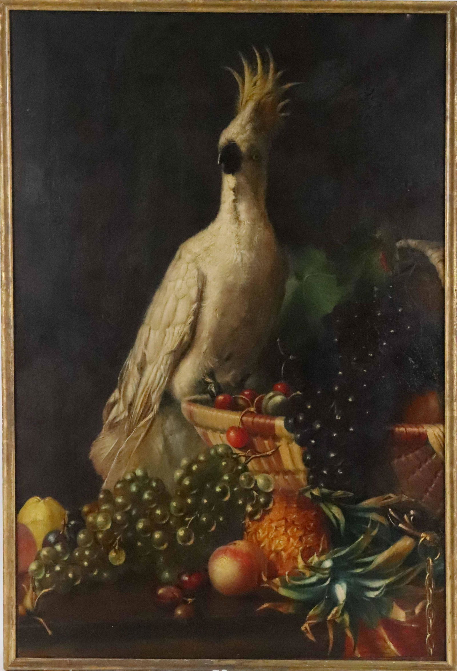 J.E. Stevens, Oil on Canvas, Cockatiel and Fruit (1 of 11)