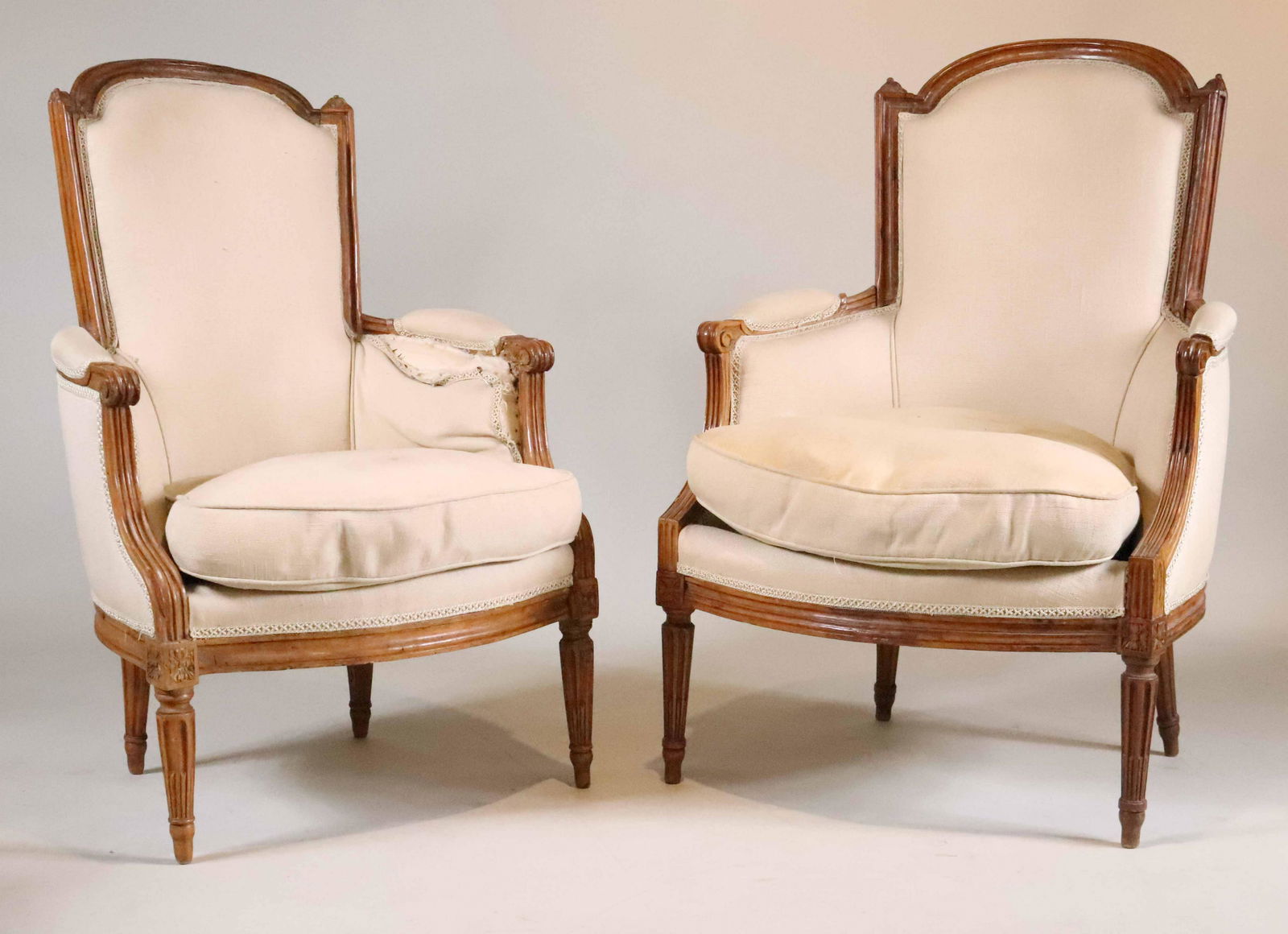 Pair of Stamped Louis XVI Beechwood Bergeres (1 of 11)