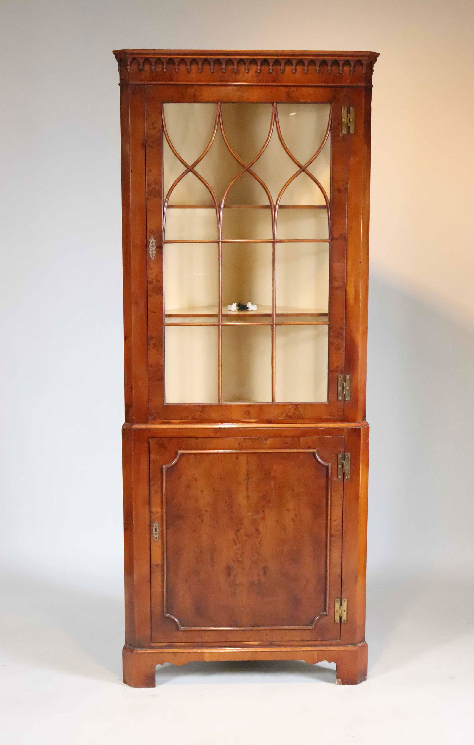 George III Style Burr Elm Corner Cabinet (1 of 7)