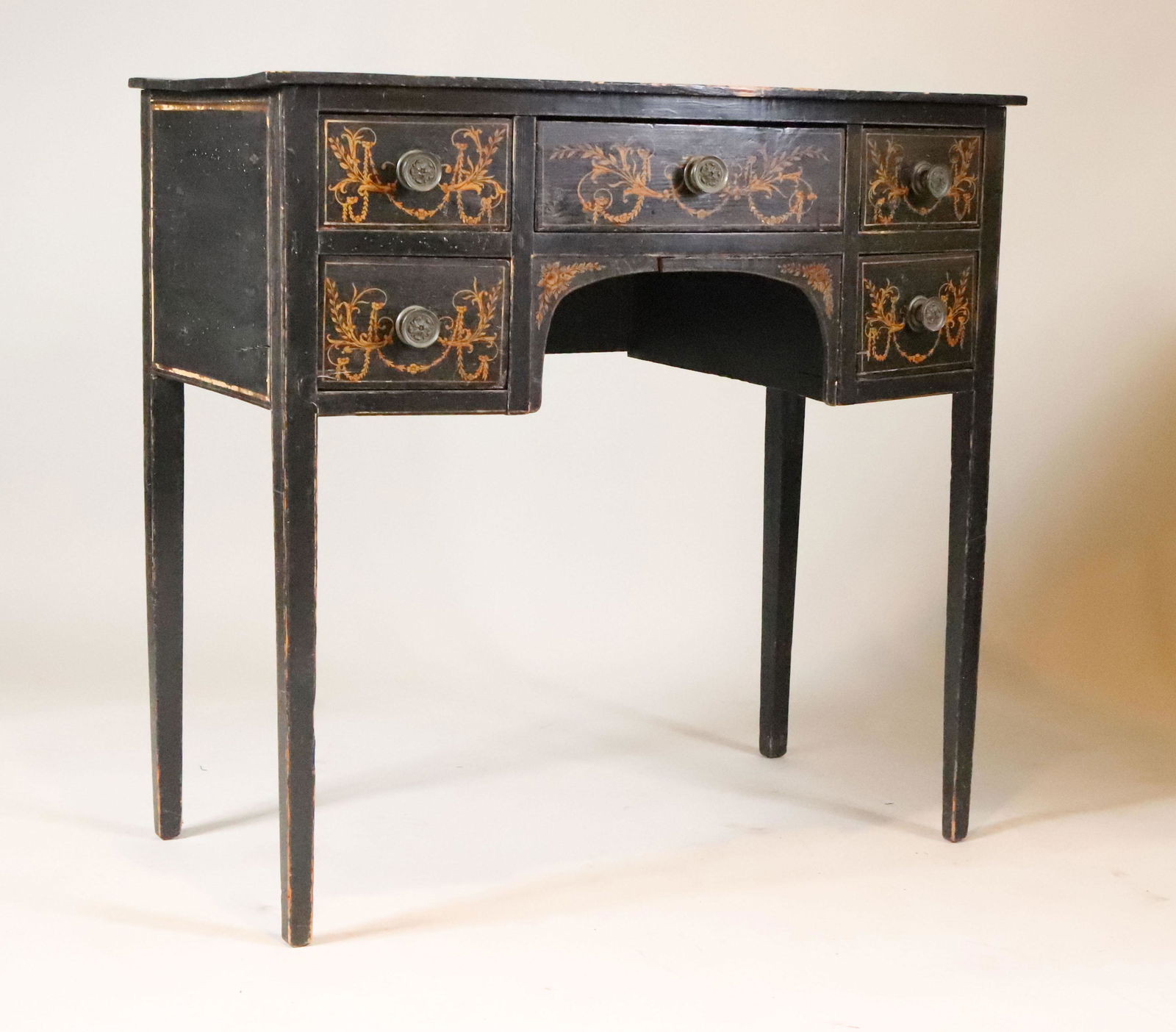 George III Black Painted Bowfront Sideboard (1 of 8)
