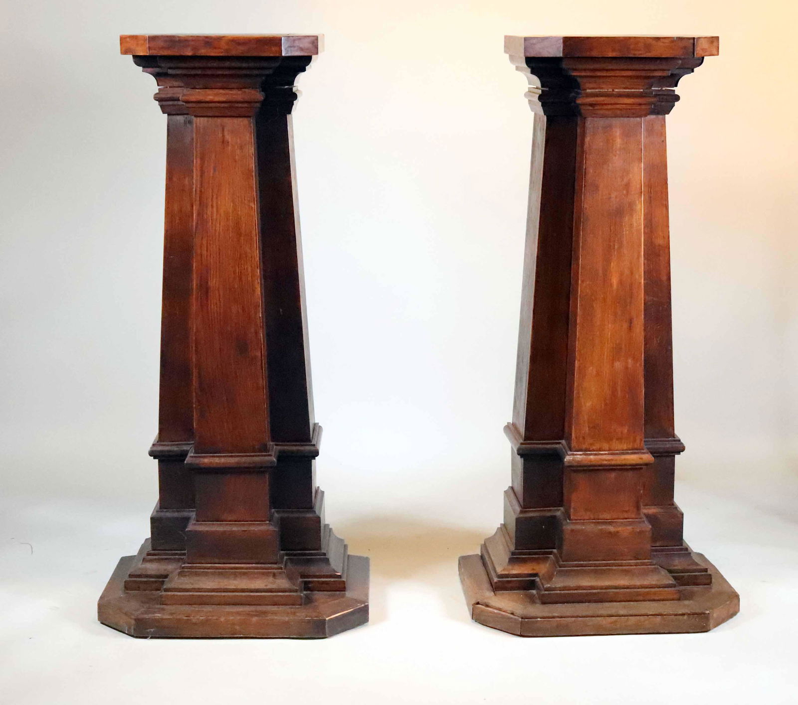 Pair of Stained Oak Pedestals (1 of 9)