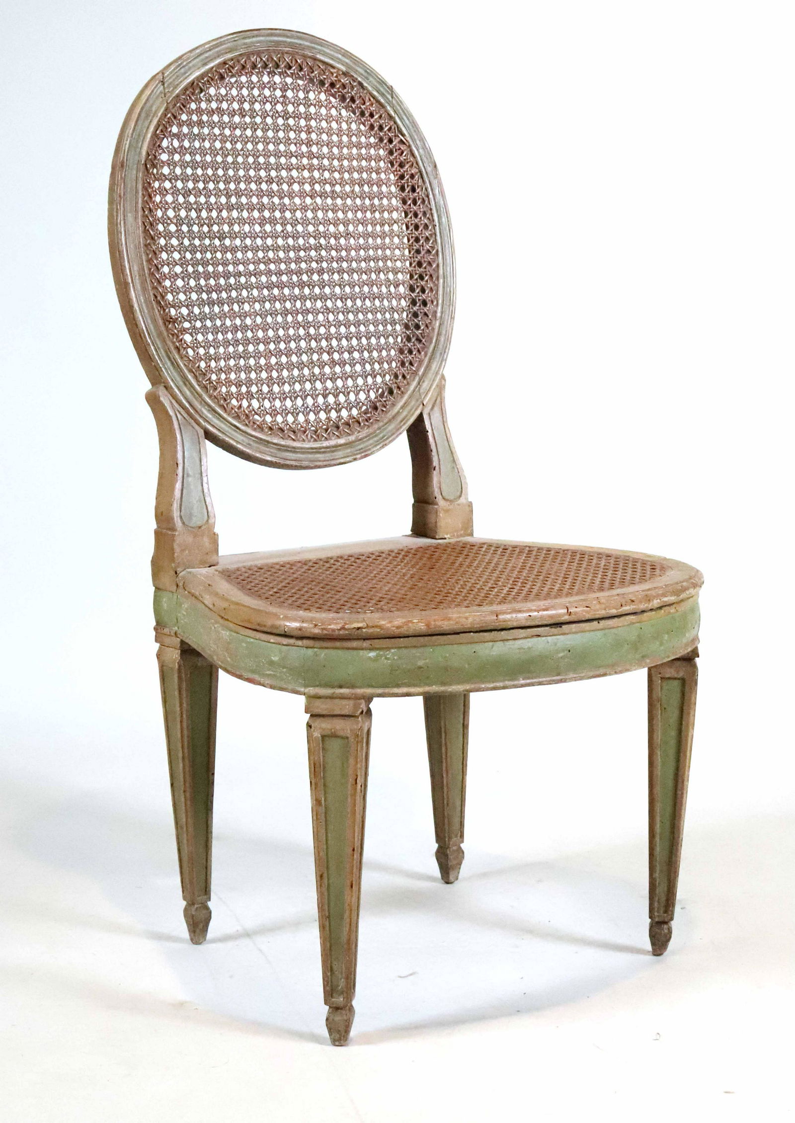Neoclassical Painted Wood Cane Side Chair (1 of 8)