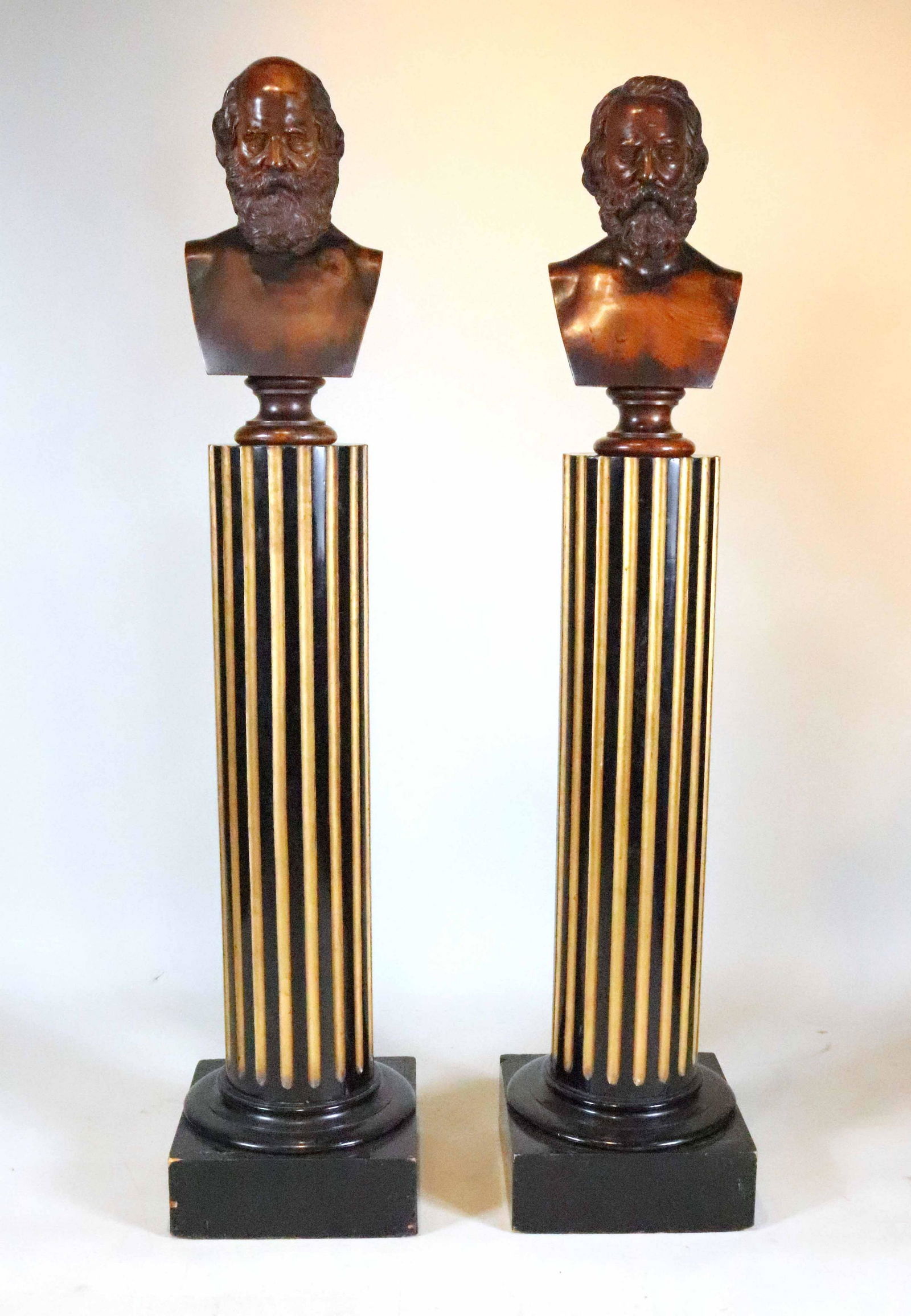 Pair of Carved Wood Busts, Edward Brackett (1 of 9)