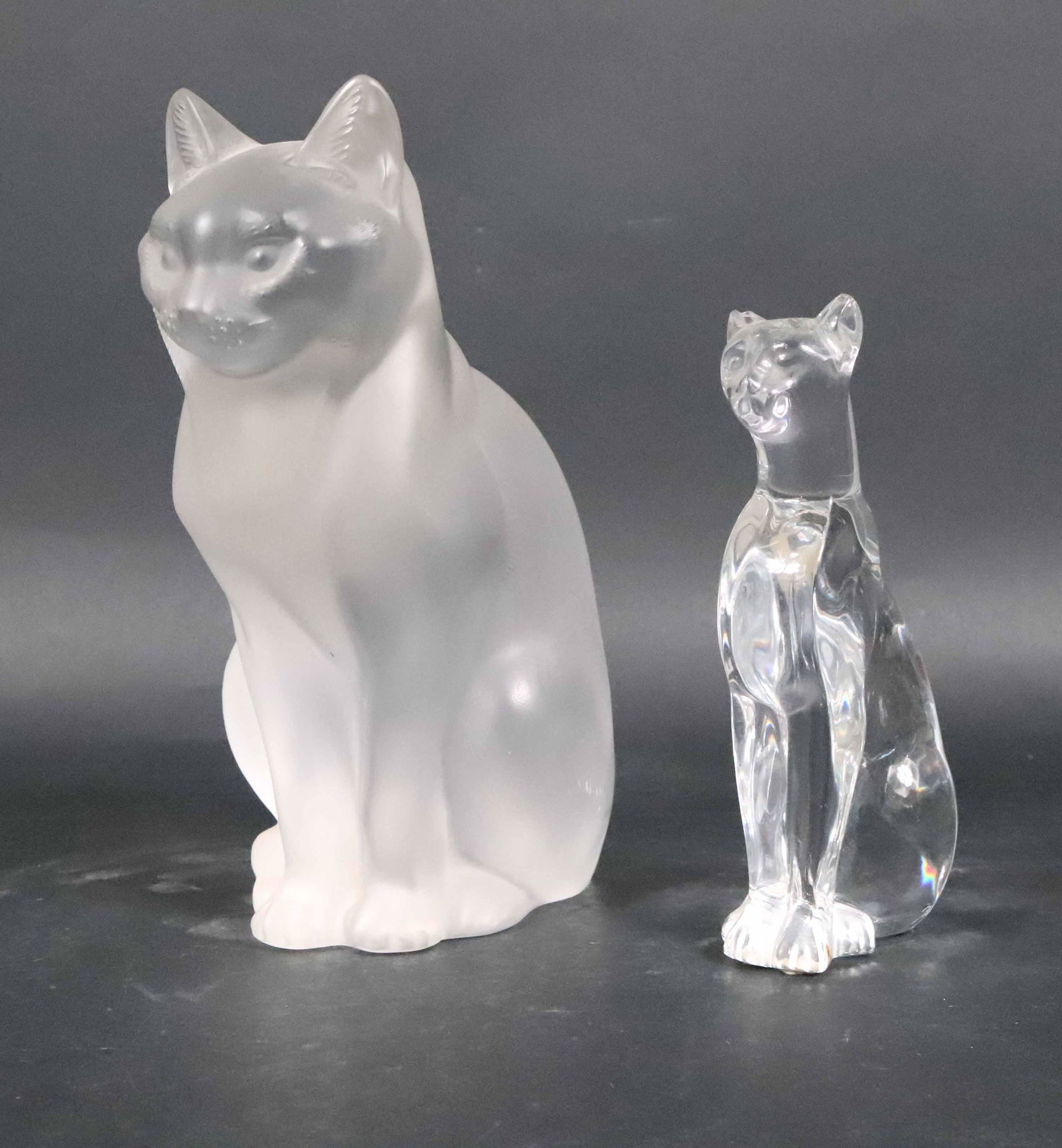 Two Baccarat and Lalique Colorless Glass Cats (1 of 14)