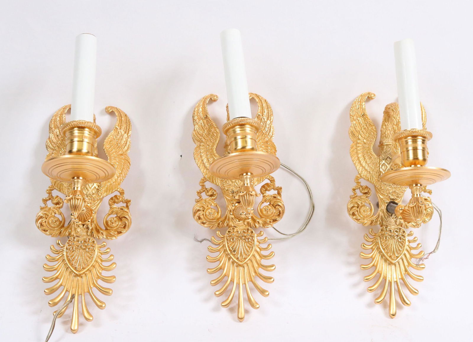 Three Sherle Wagner Imperial Swan Sconces (1 of 7)