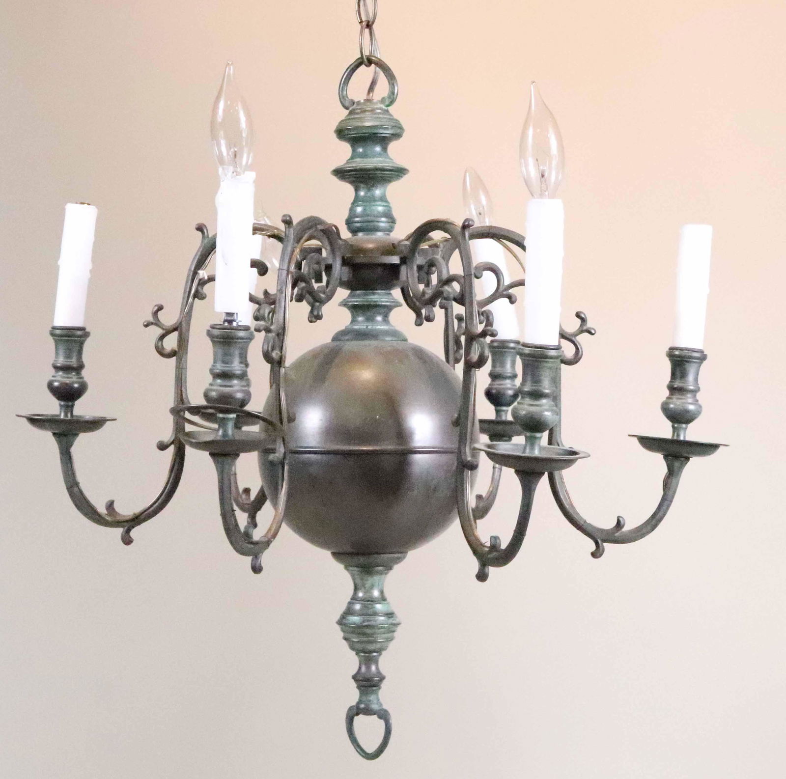 Dutch Baroque Style Six Light Bronze Chandelier (1 of 6)