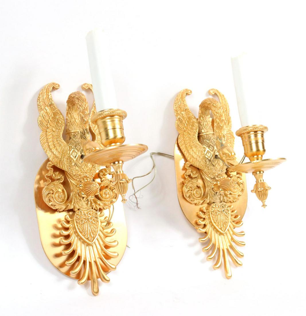 Pair of Sherle Wagner Imperial Swan Wall Sconces: Fitted with one light. 11"h x 4"w x 5"d