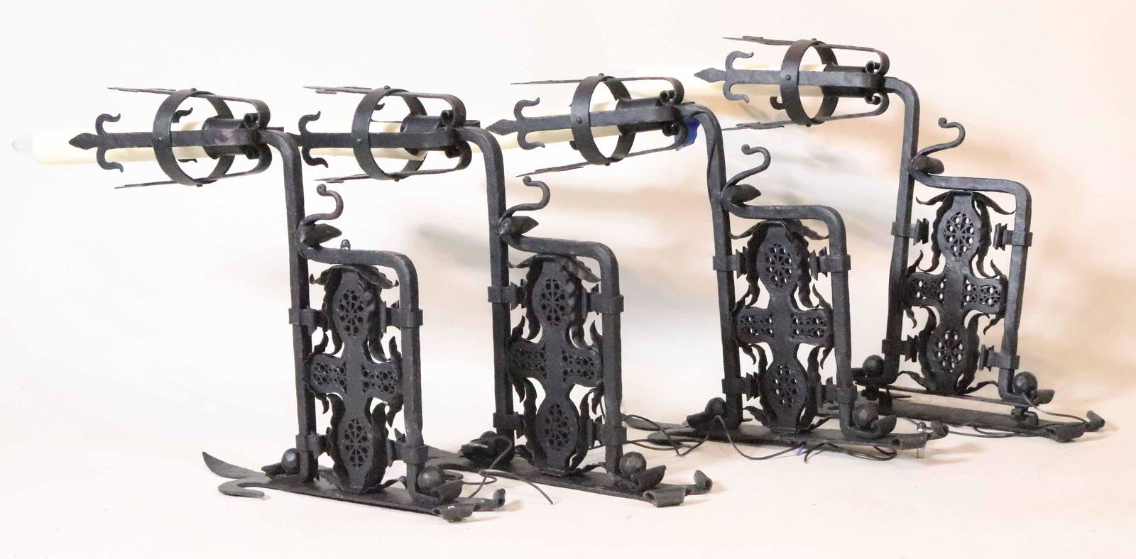 Four Baroque Style Iron One Light Wall Sconces (1 of 7)