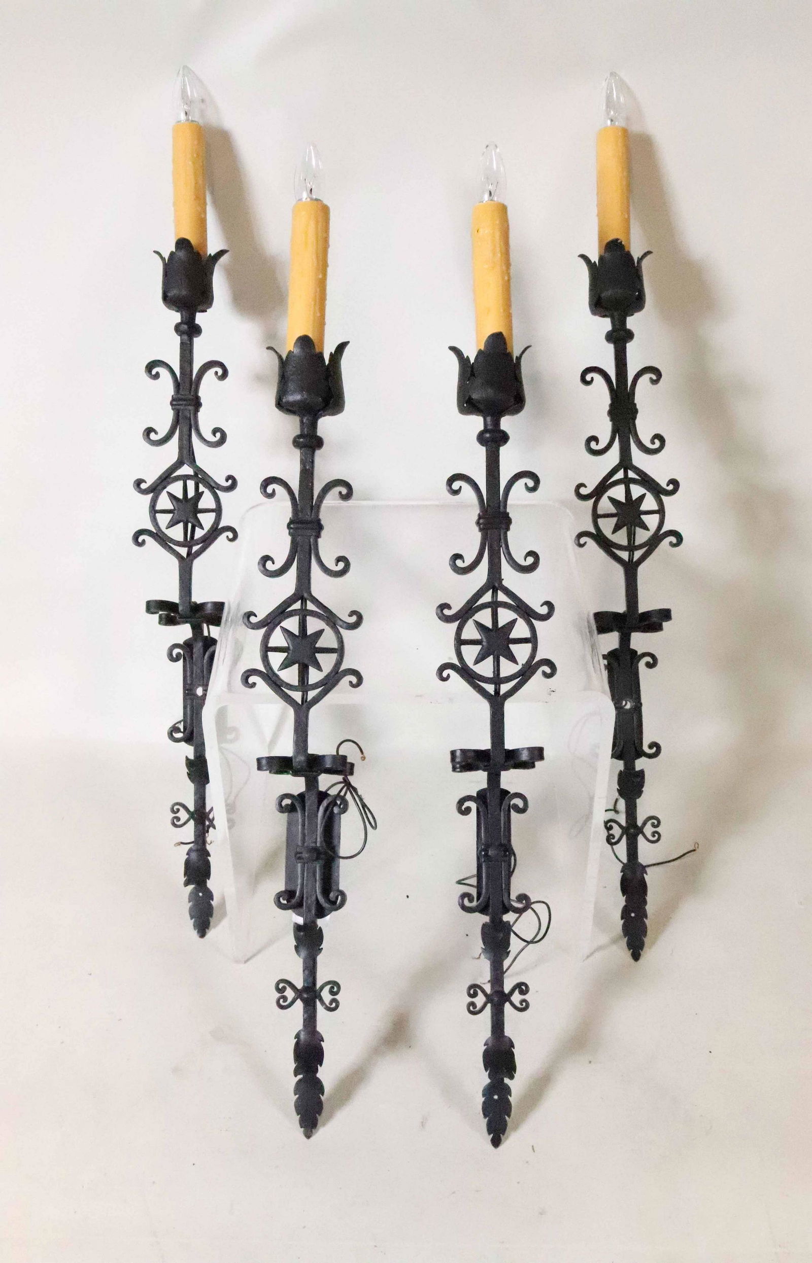 Four Baroque Style Iron One Light Wall Sconces (1 of 6)