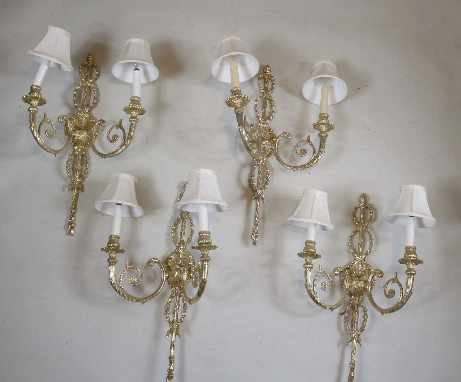 Four Rococo Style Brass Two-Light Wall Sconces (1 of 9)