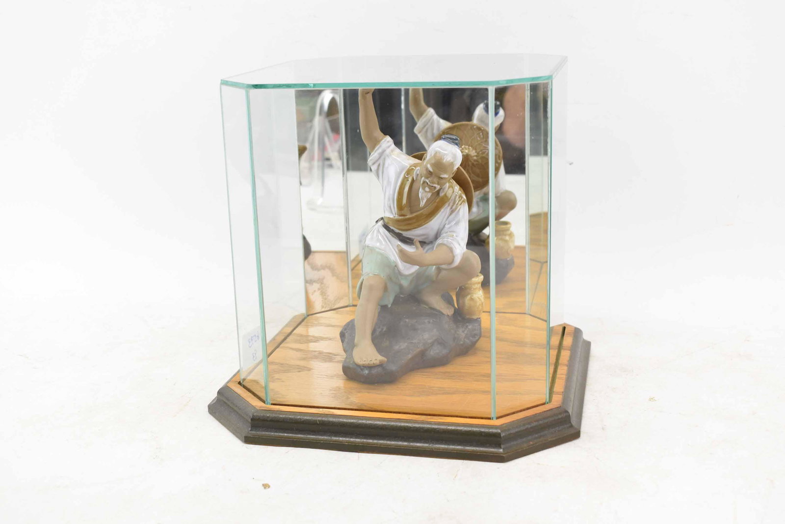 Chinese Mud Man Fisherman in Glass Display Case (1 of 5)