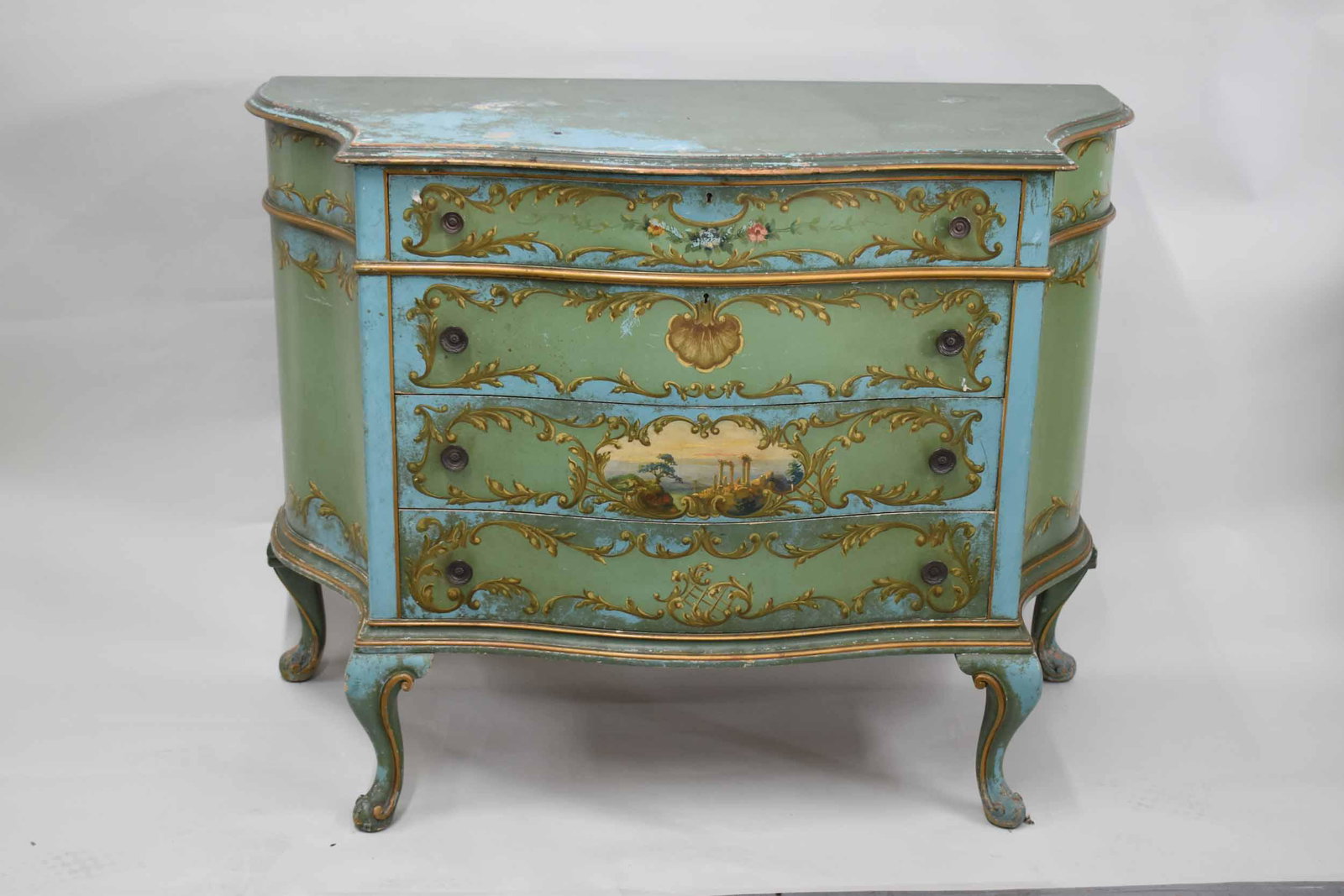 Venetian Style Green Painted Commode (1 of 5)