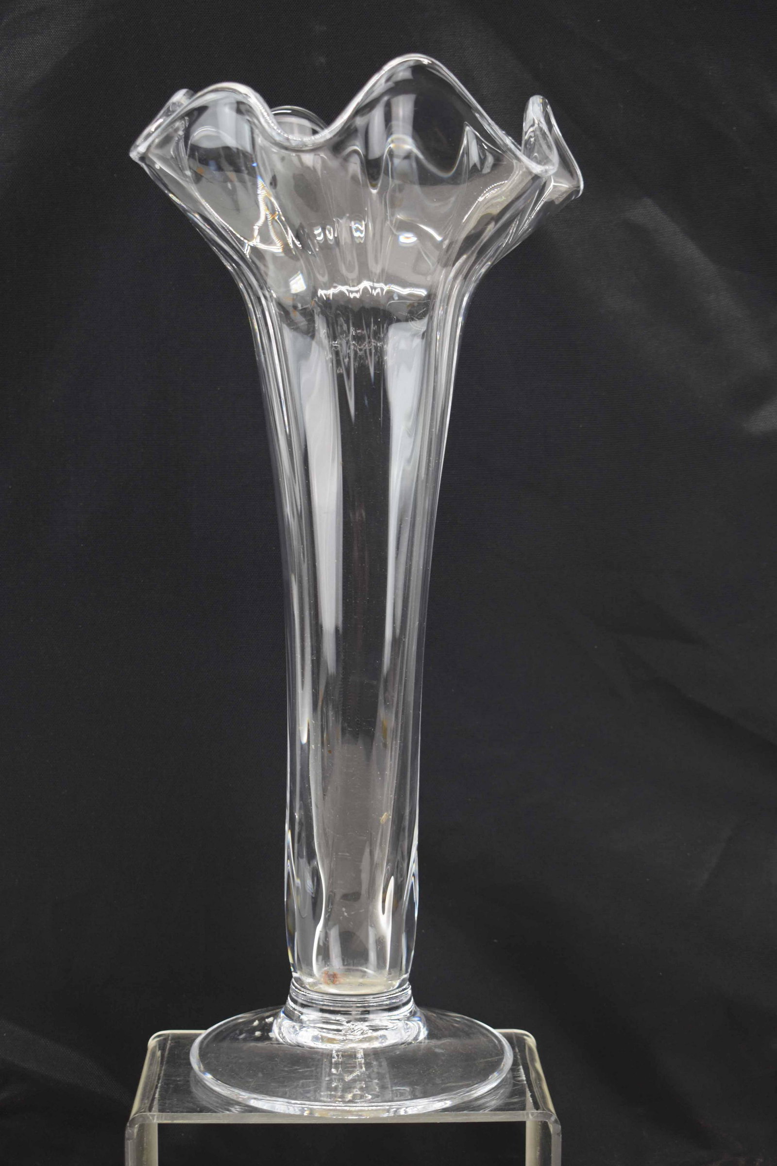 Tall Simon Pearce Hand Blown Fluted Glass Vase (1 of 3)