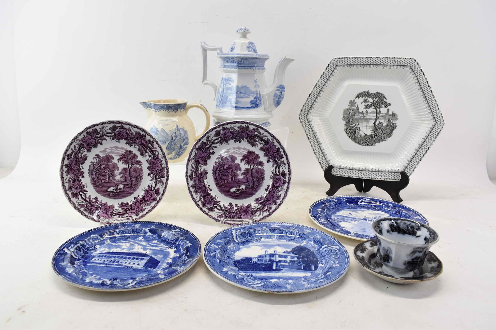 Ridgway Blue Transferware Coffee Pot (1 of 17)