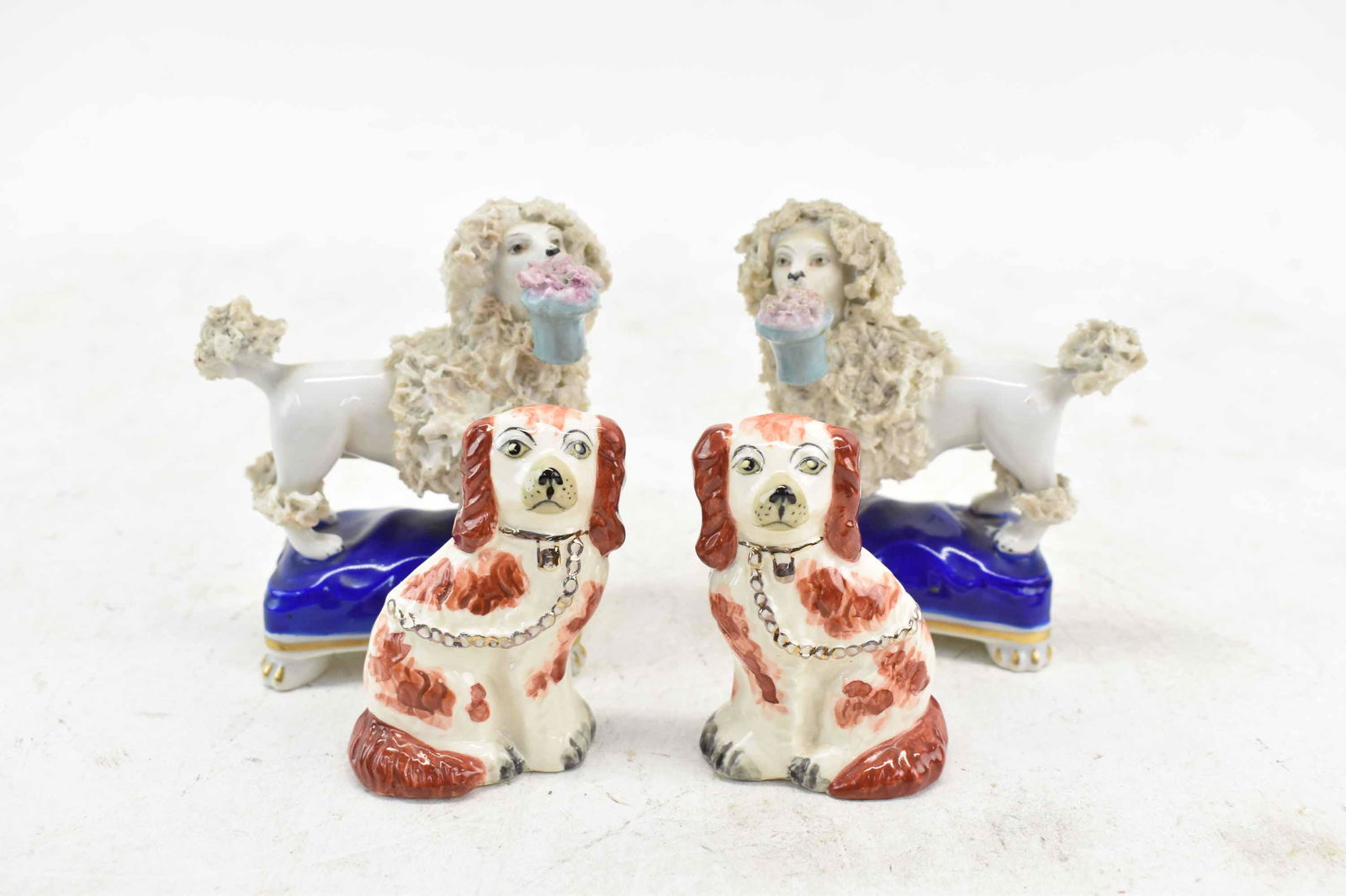 Pair Antique Chelsea Porcelain Miniature Poodles (1 of 10)