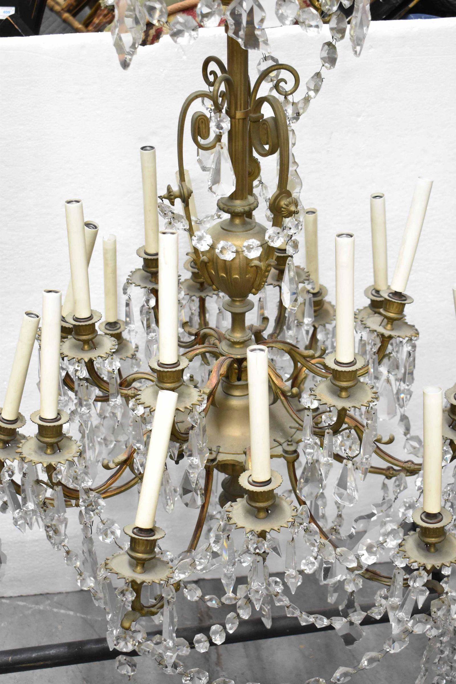 Antique French Bronze 18-Light Crystal Chandelier (1 of 8)