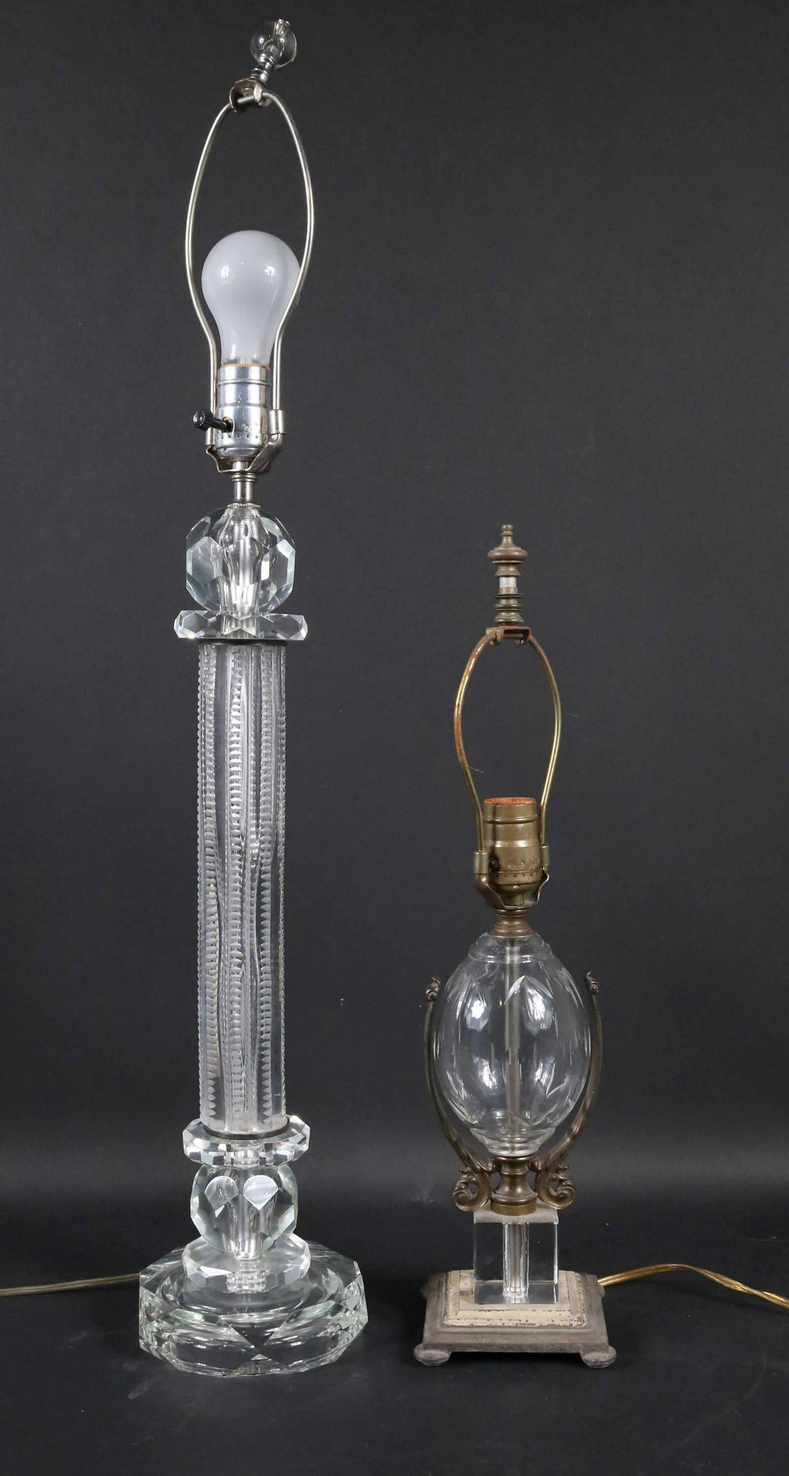 Two Colorless Glass Table Lamps (1 of 7)