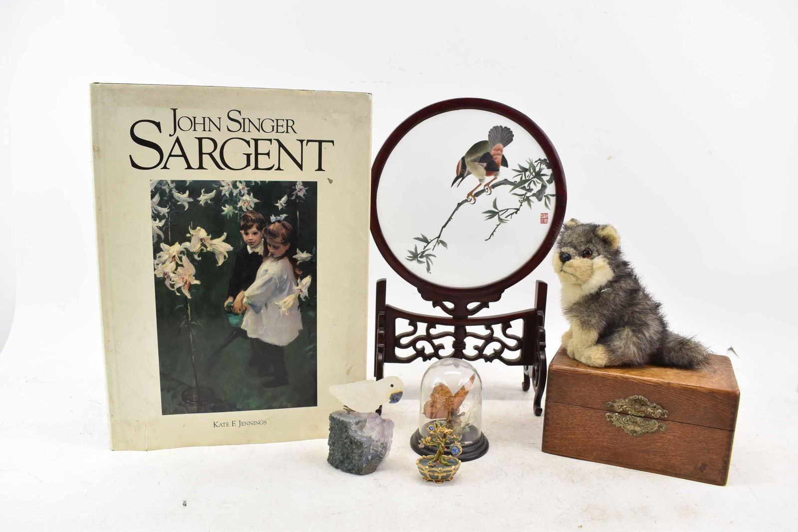 Amethyst Geode with Quartz Parrot Sculpture (1 of 9)