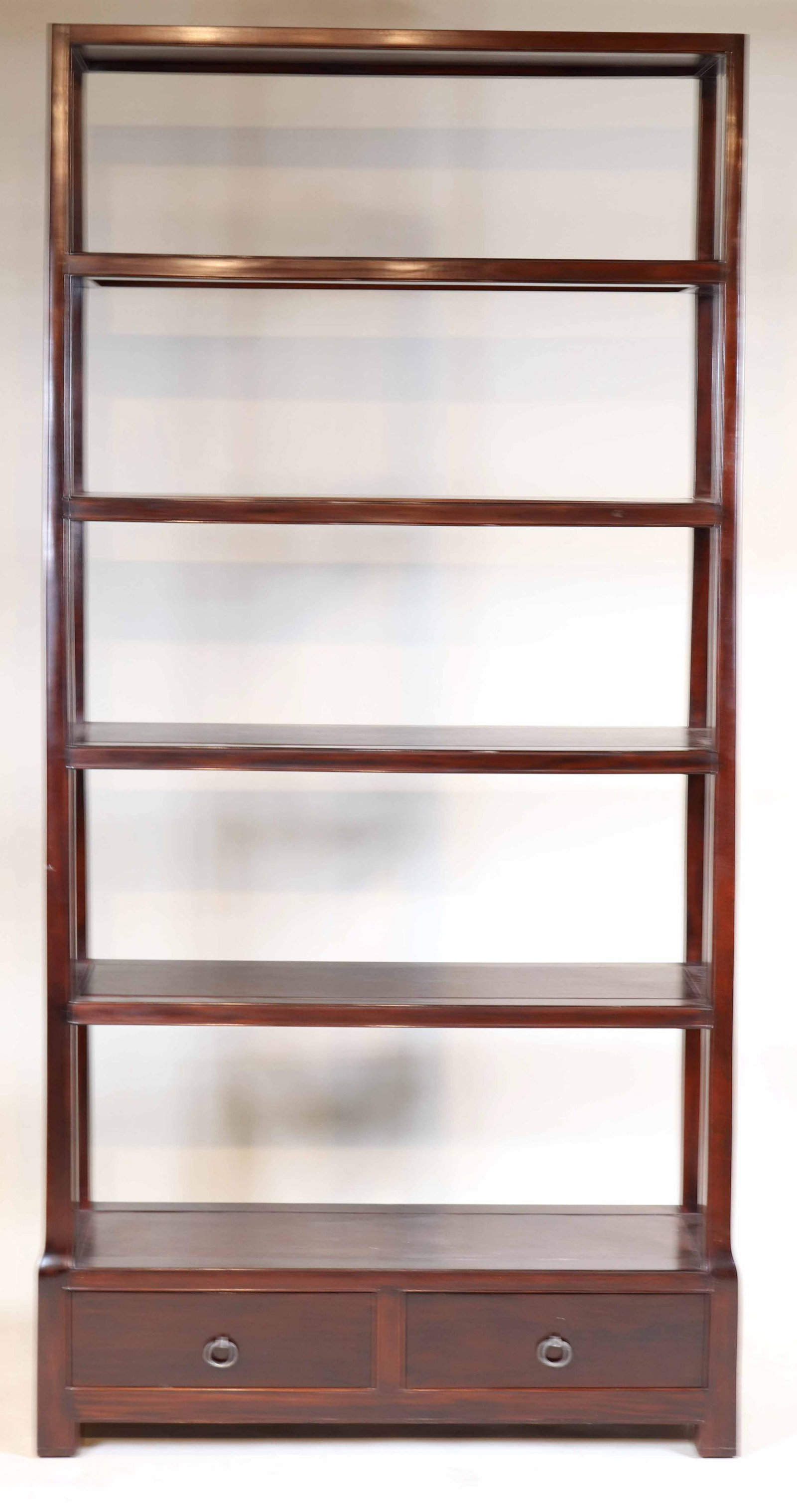 Chinese Style Hardwood Etagere: 20th C. 7'3"h x 43-1/2"w x 15-1/4"d Property from a Short Hills, NJ and San Francisco, CA Private Collection