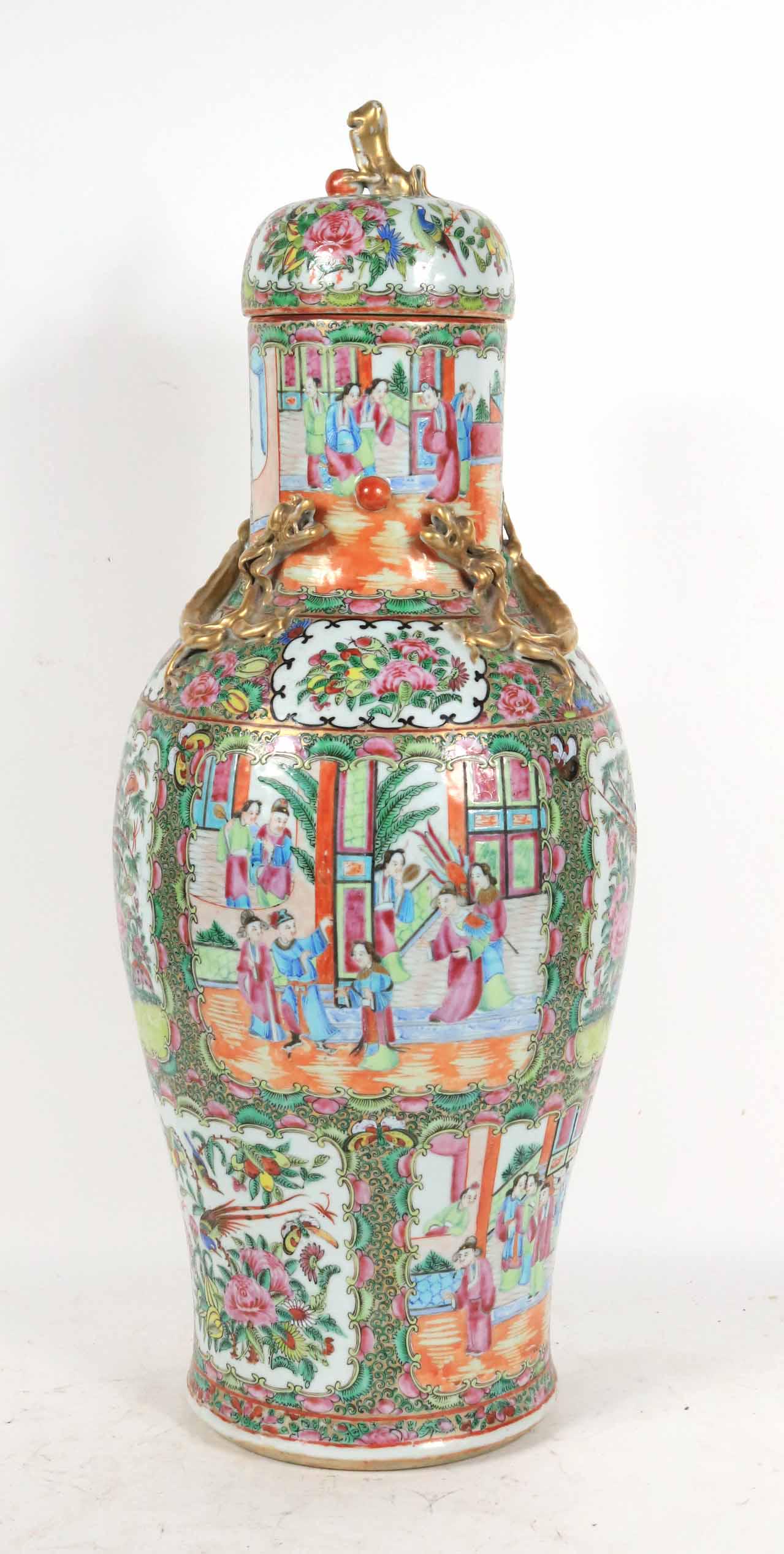 Chinese Rose Medallion Porcelain Covered Vase (1 of 9)
