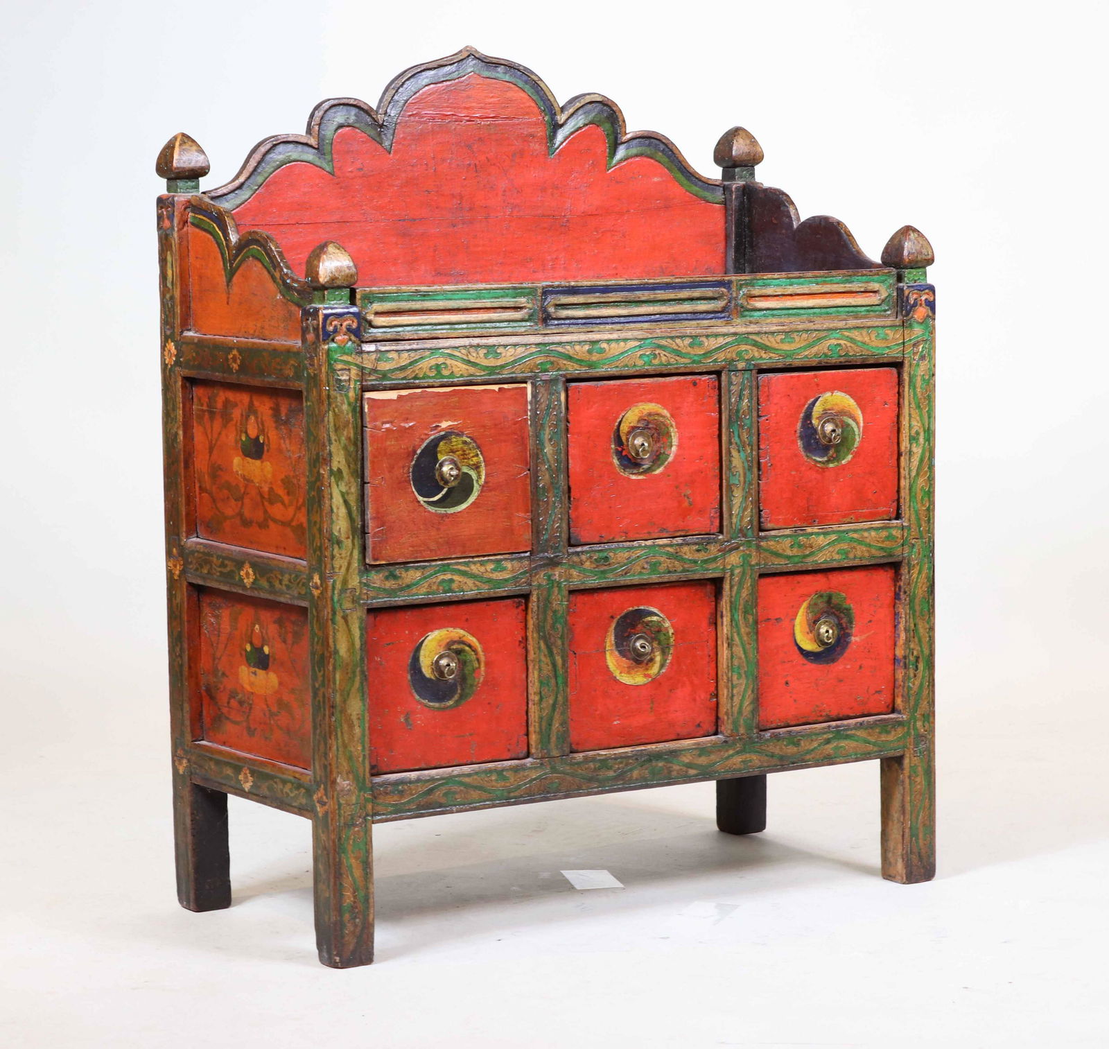 Tibetan Painted Diminutive Apothecary Cabinet (1 of 10)