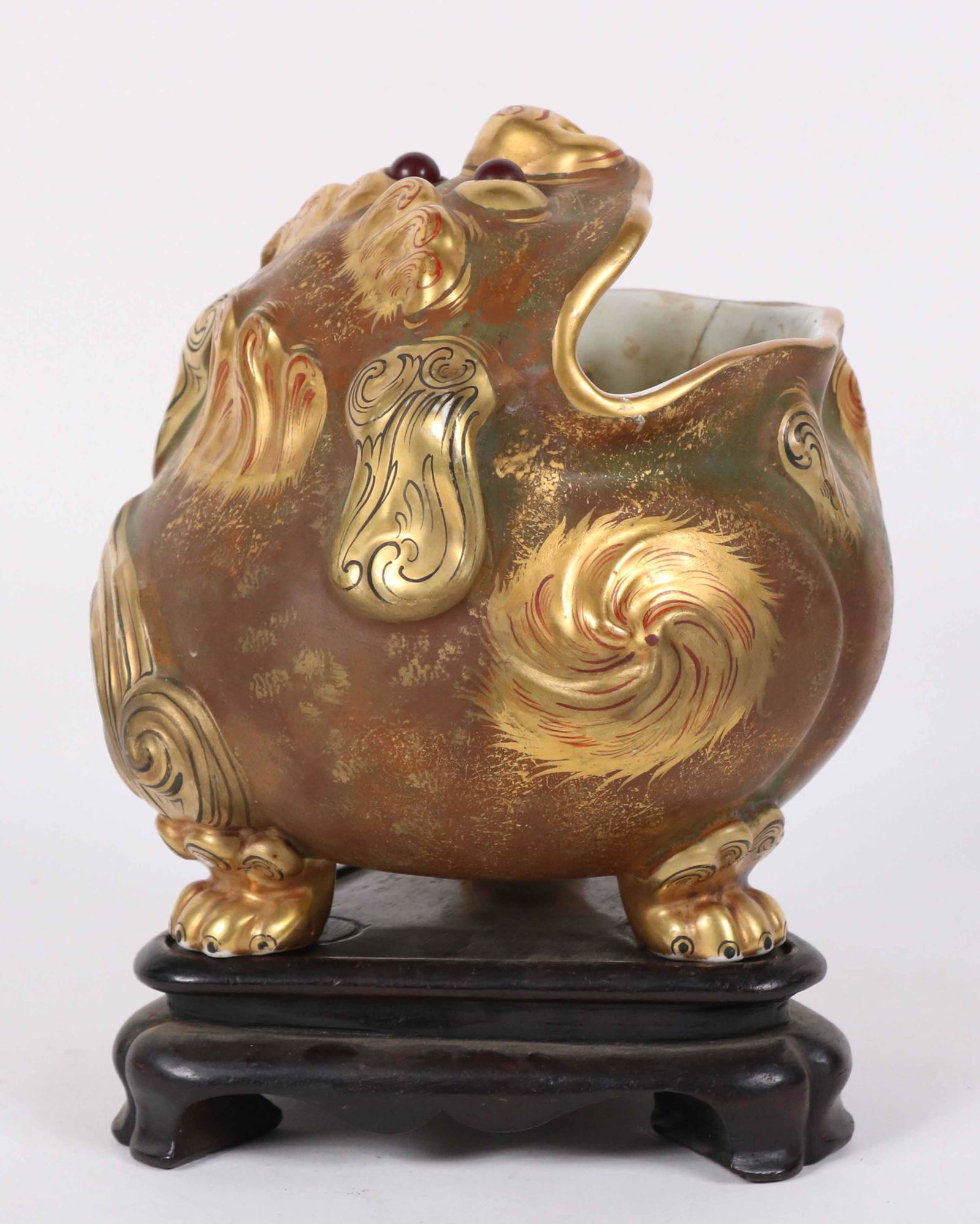 Asian Gilt-Metal Fu-Dog Form Planter (1 of 6)