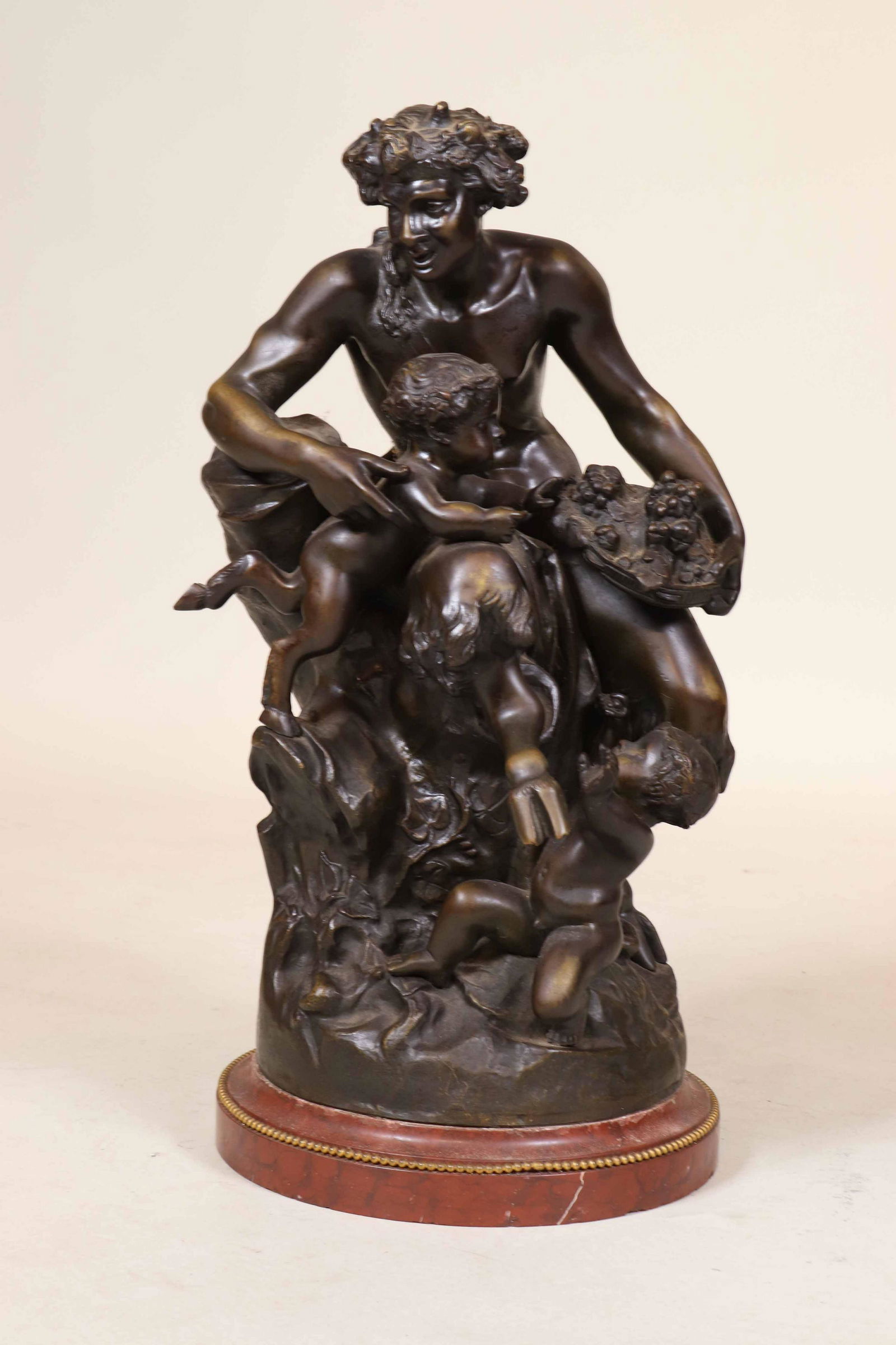 Michel Claude Clodion, Bronze, Faun and Two Putti (1 of 10)