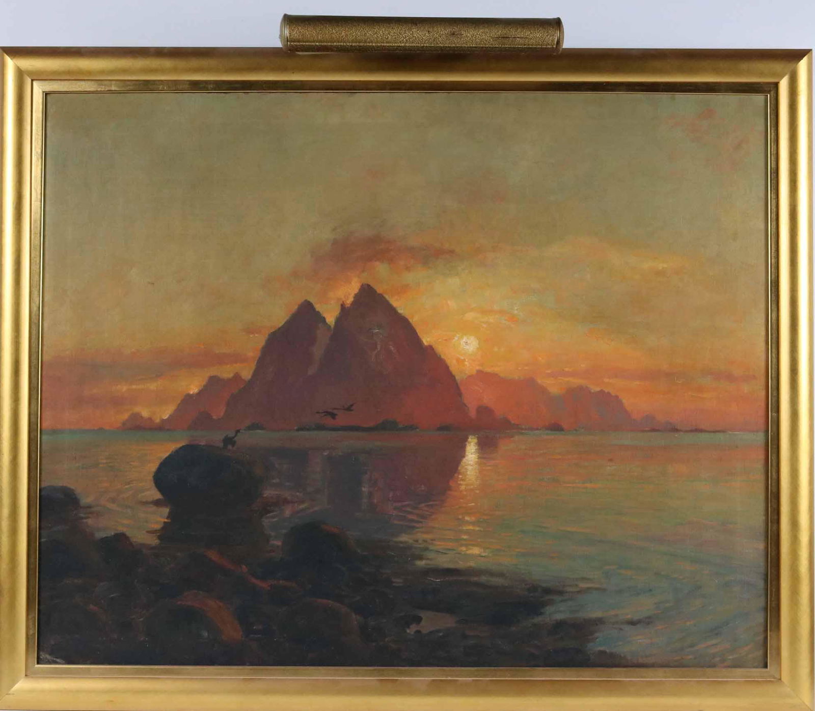 Oil on Canvas, Mountain Island at Sunset (1 of 8)