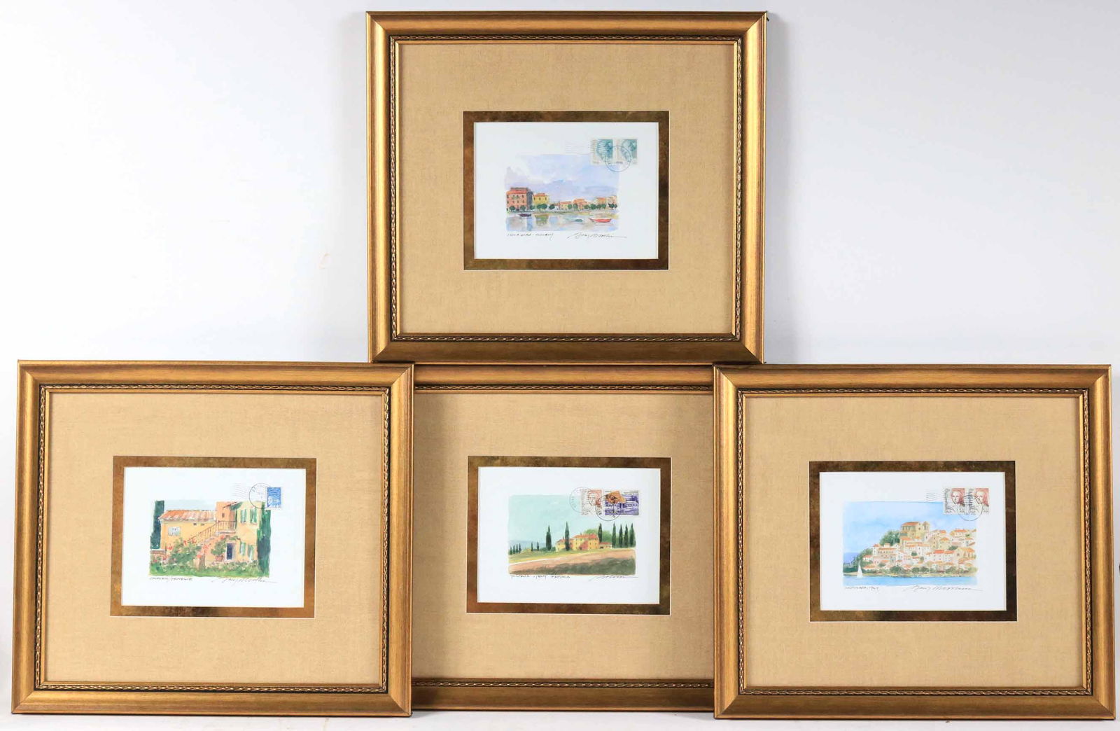 Four Watercolor Cityscapes by Collins (1 of 7)
