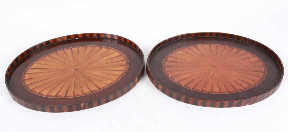 Pair of Federal Paterae-Inlaid Serving Trays (1 of 7)