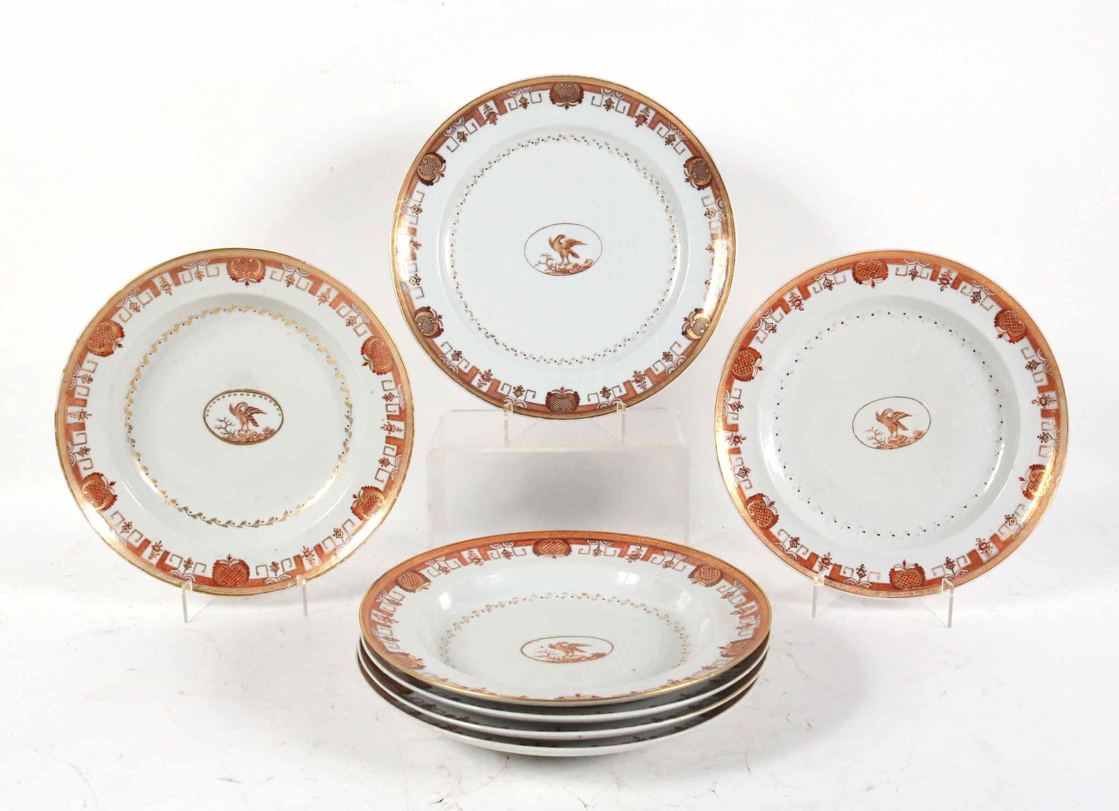 Five Eagle-Decorated Chinese Export Shallow Bowls (1 of 5)