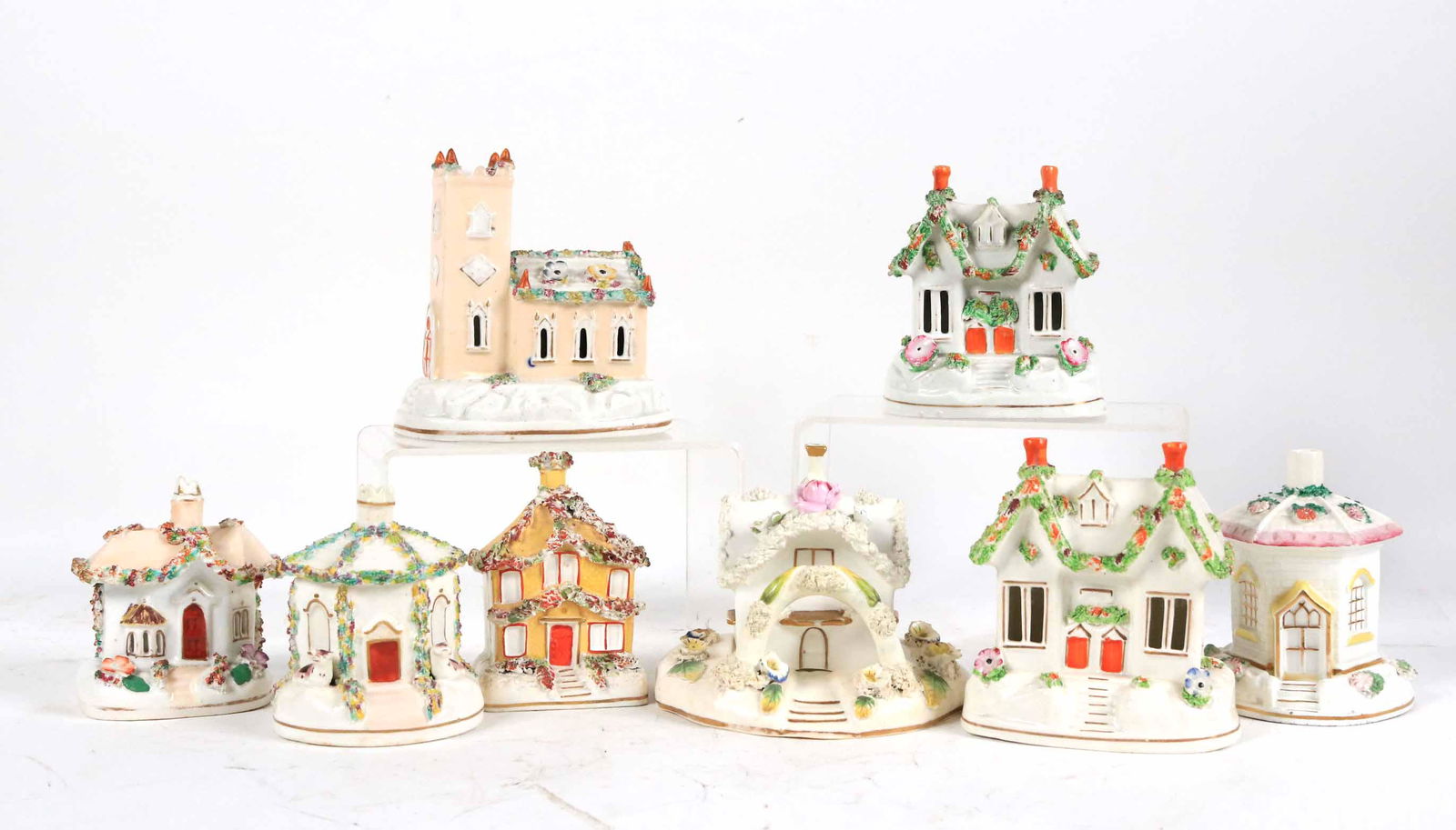 Eight Staffordshire Pottery Pastille Burners (1 of 7)