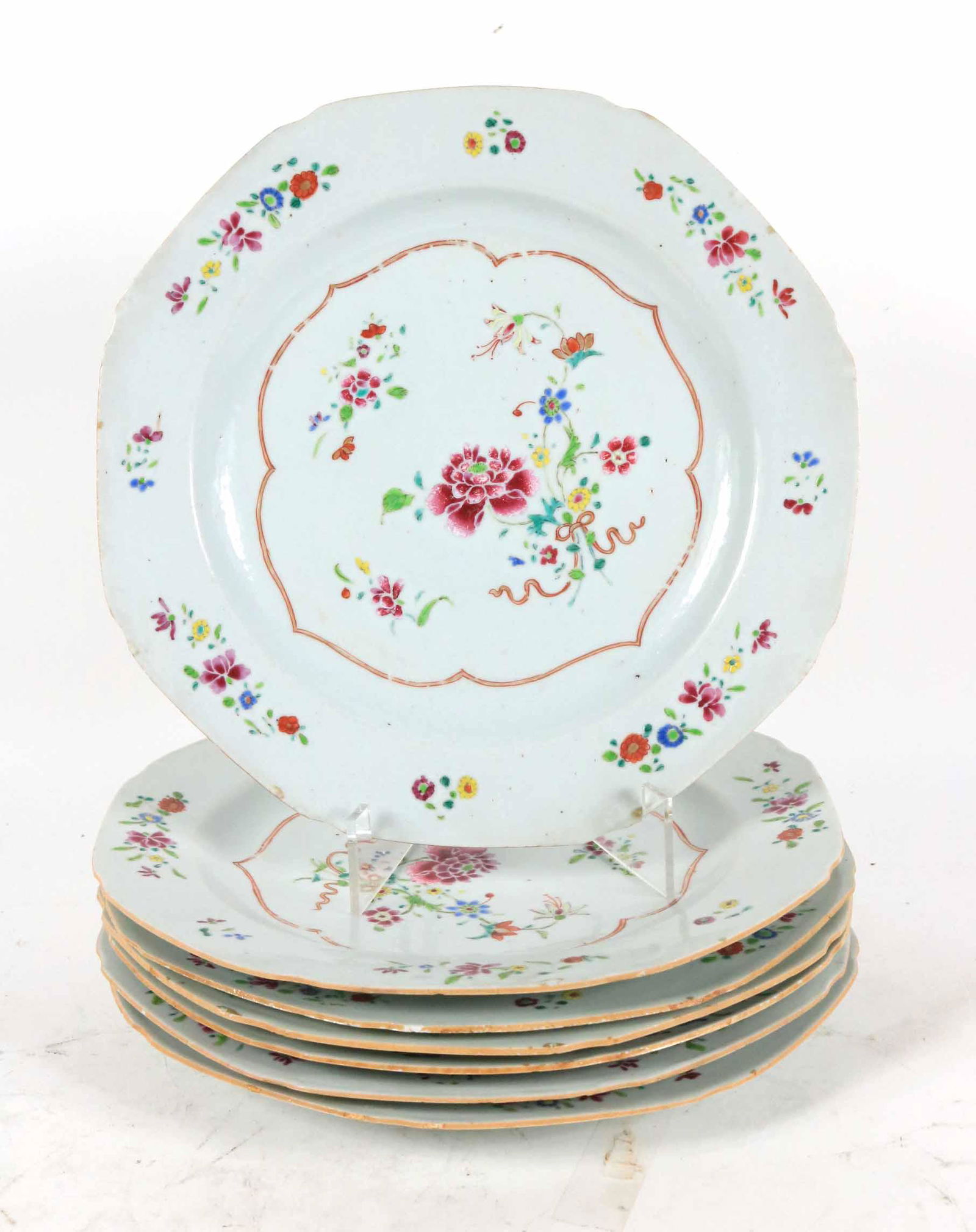 Seven Floral-Decorated Chinese Export Plates (1 of 6)