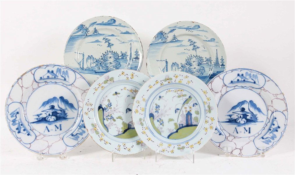 3 Pairs of Delft Tin-Glazed Earthenware Plates (1 of 13)