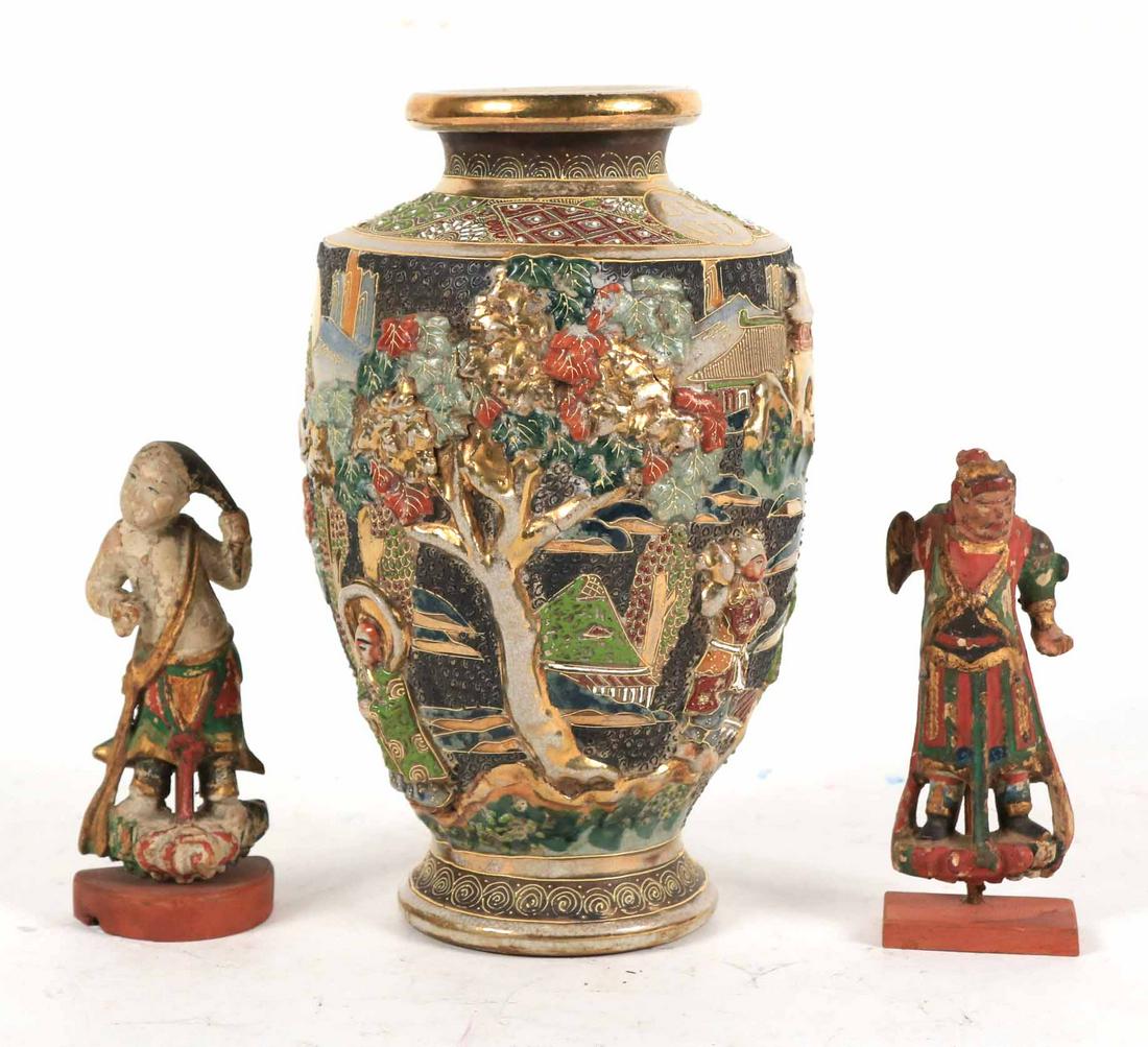 Two Chinese Painted and Carved Wood Figures (1 of 6)