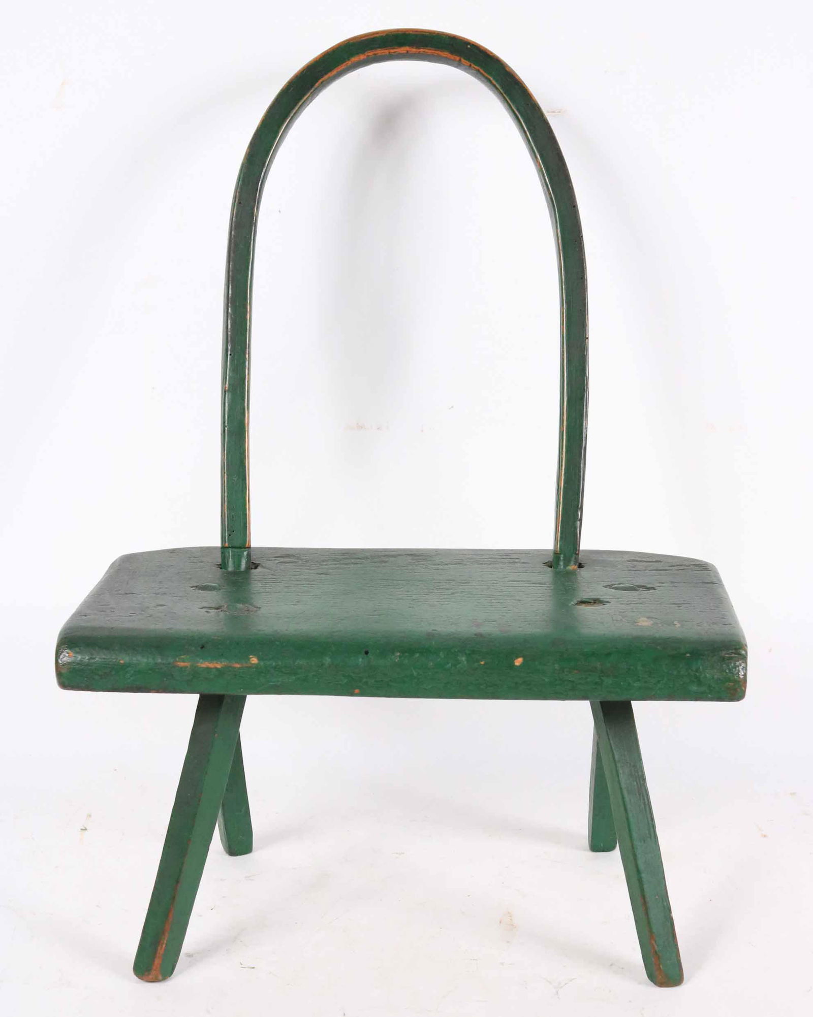 Green-Painted Bow-Back Milking Stool (1 of 4)