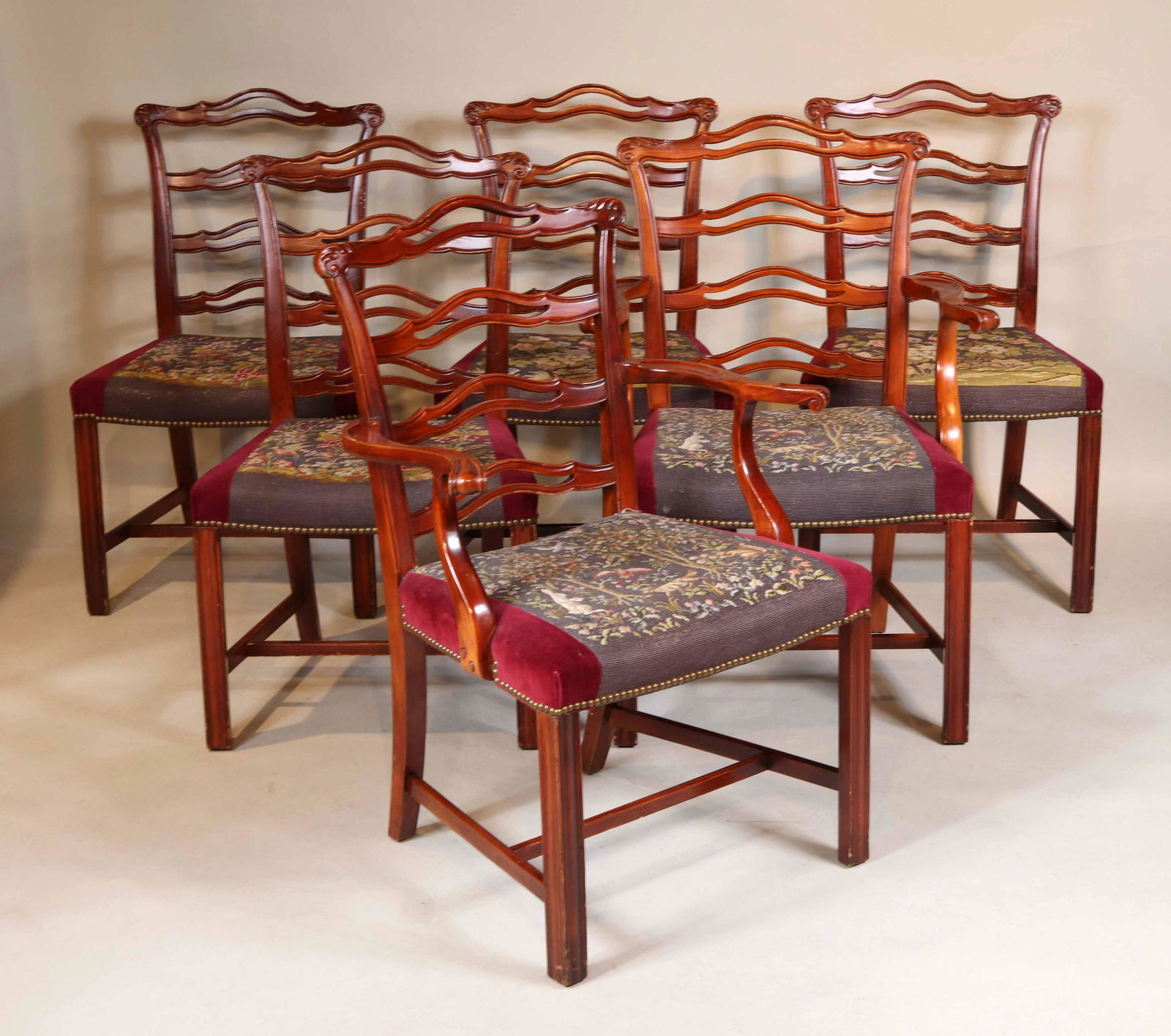 Six Chippendale Style Ribbon Back Dining Chairs (1 of 9)