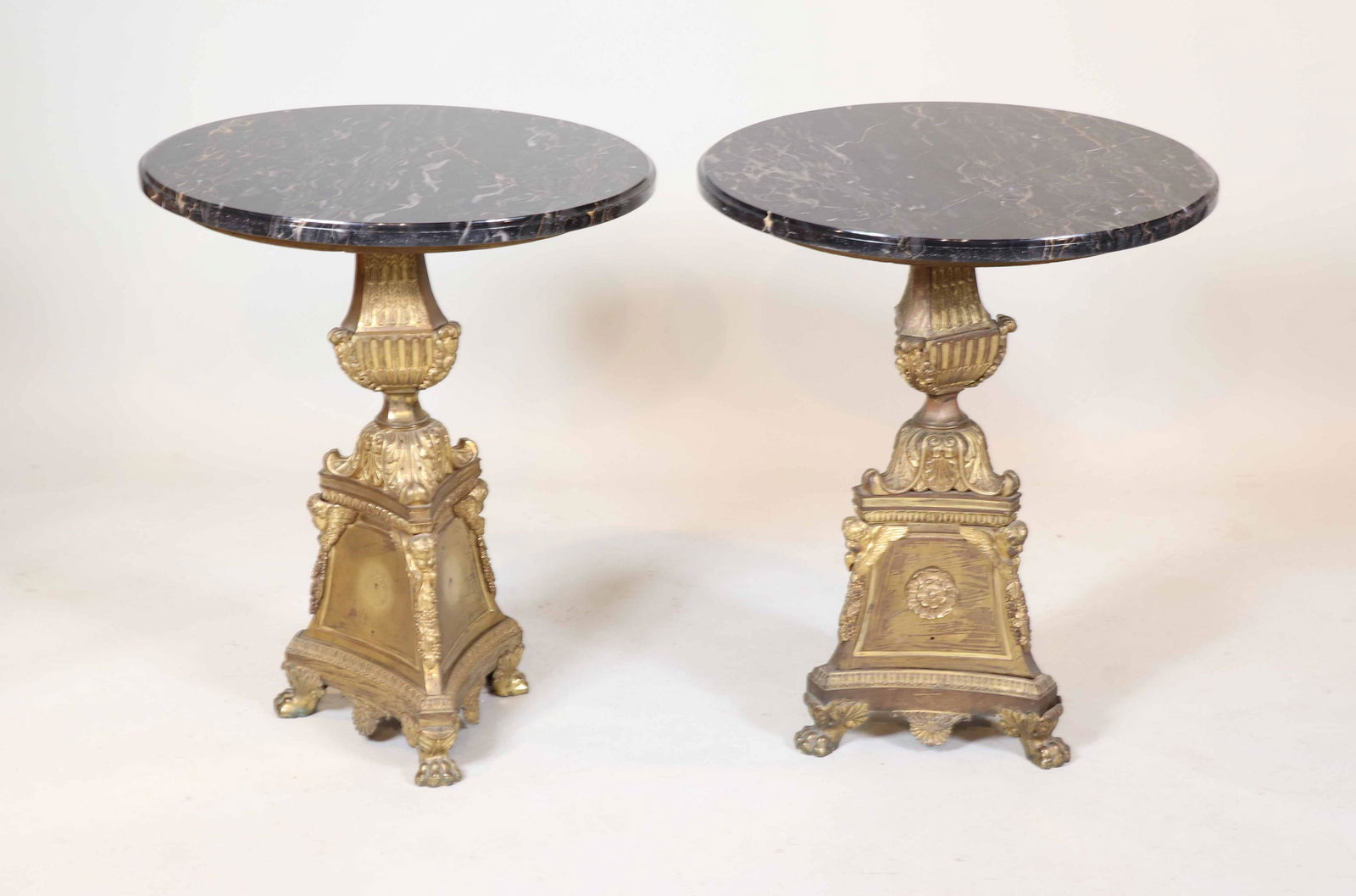 Pair of Gothic Style Marble Top Gilt-Metal Tables (1 of 10)