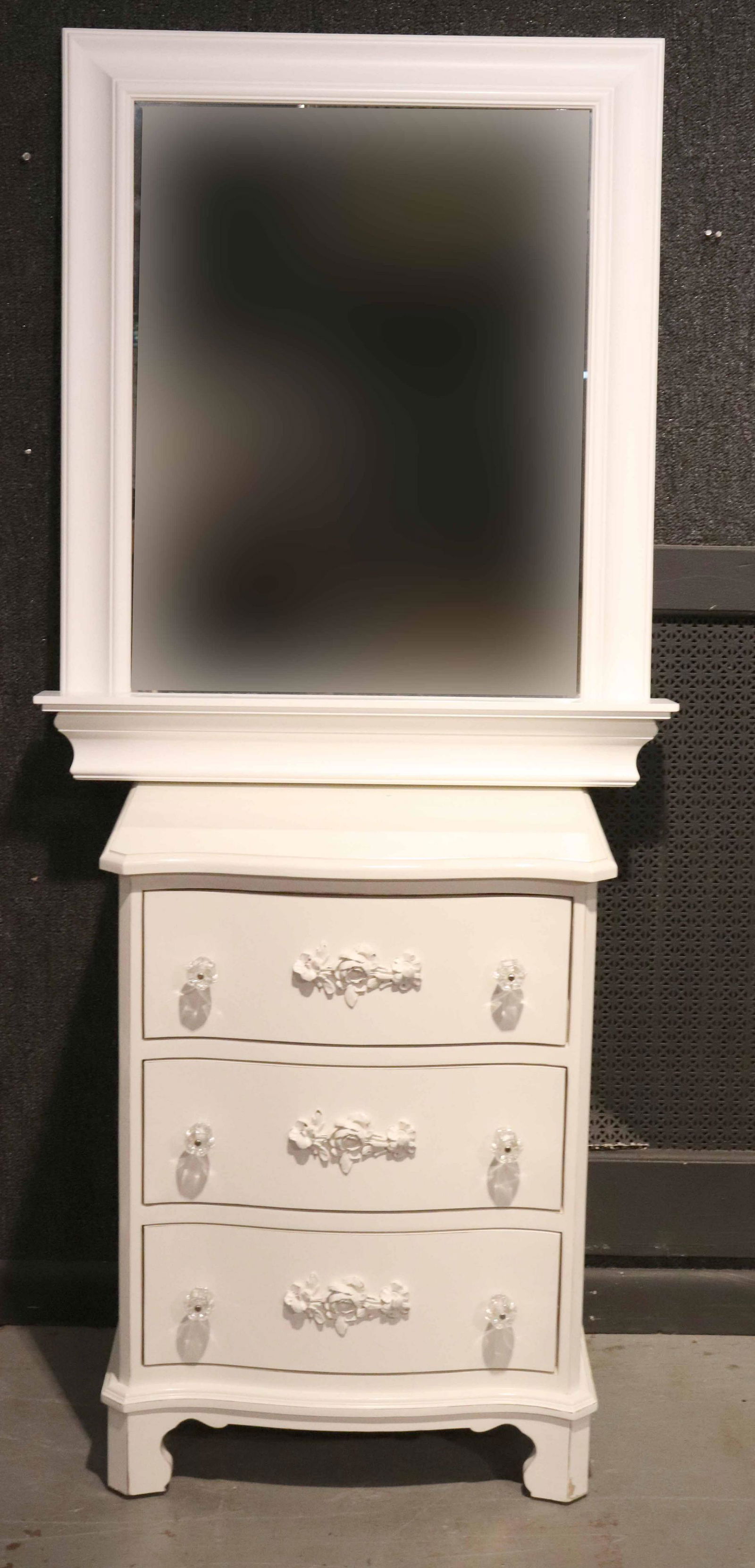 White Painted Nightstand and Wall Mirror (1 of 7)