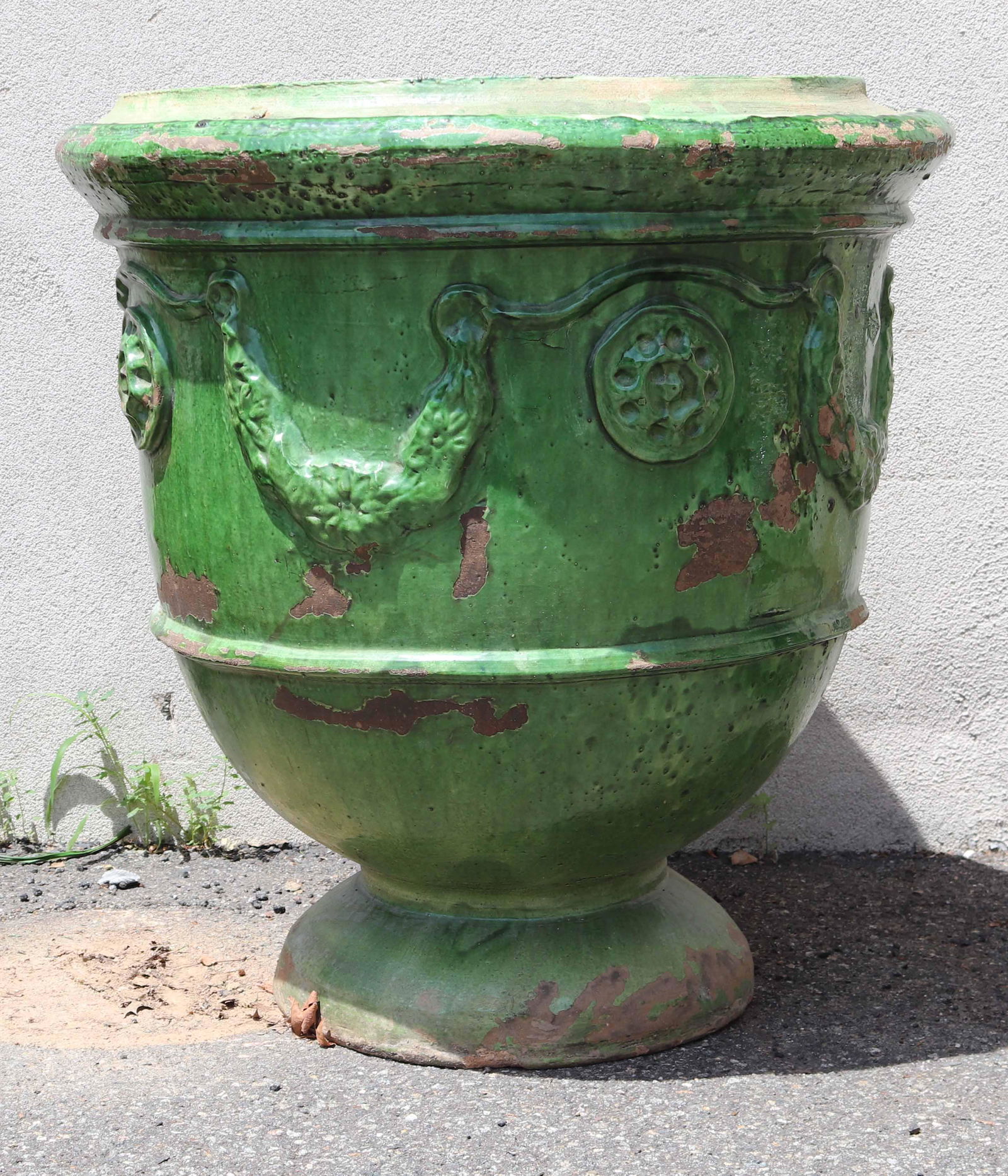 Neoclassical Style Green-Glazed Urn-Form Planter (1 of 7)