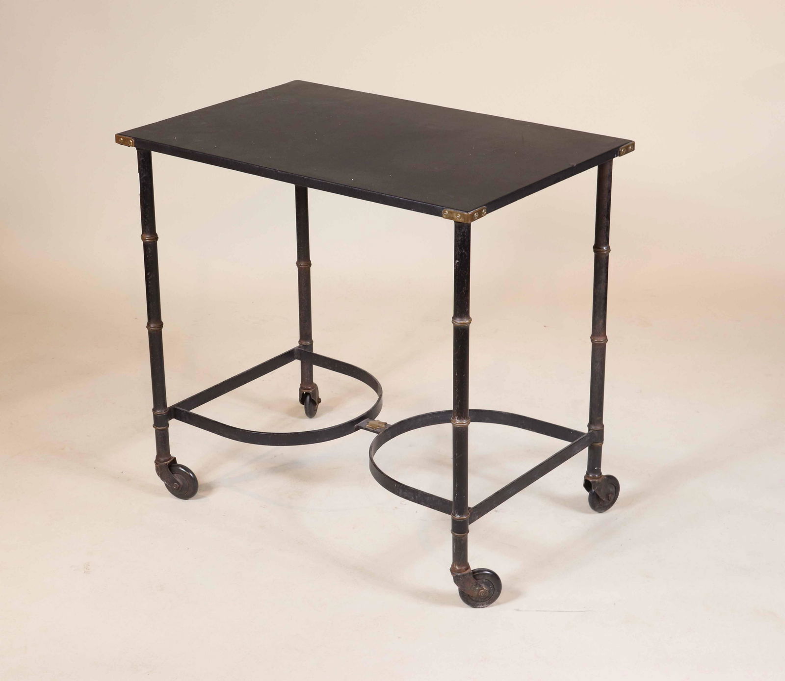 Modern Leather Top and Metal Rolling Table (1 of 8)