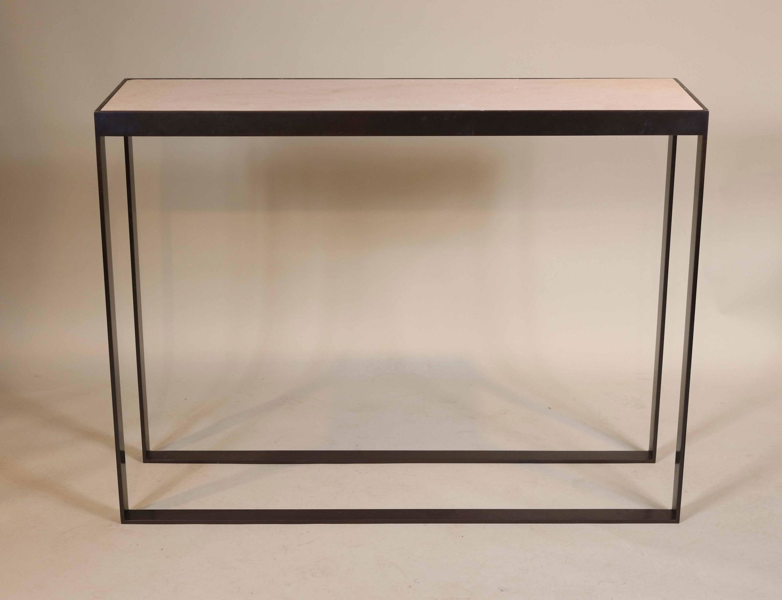 Modern Limestone Inset Metal Console Table (1 of 6)