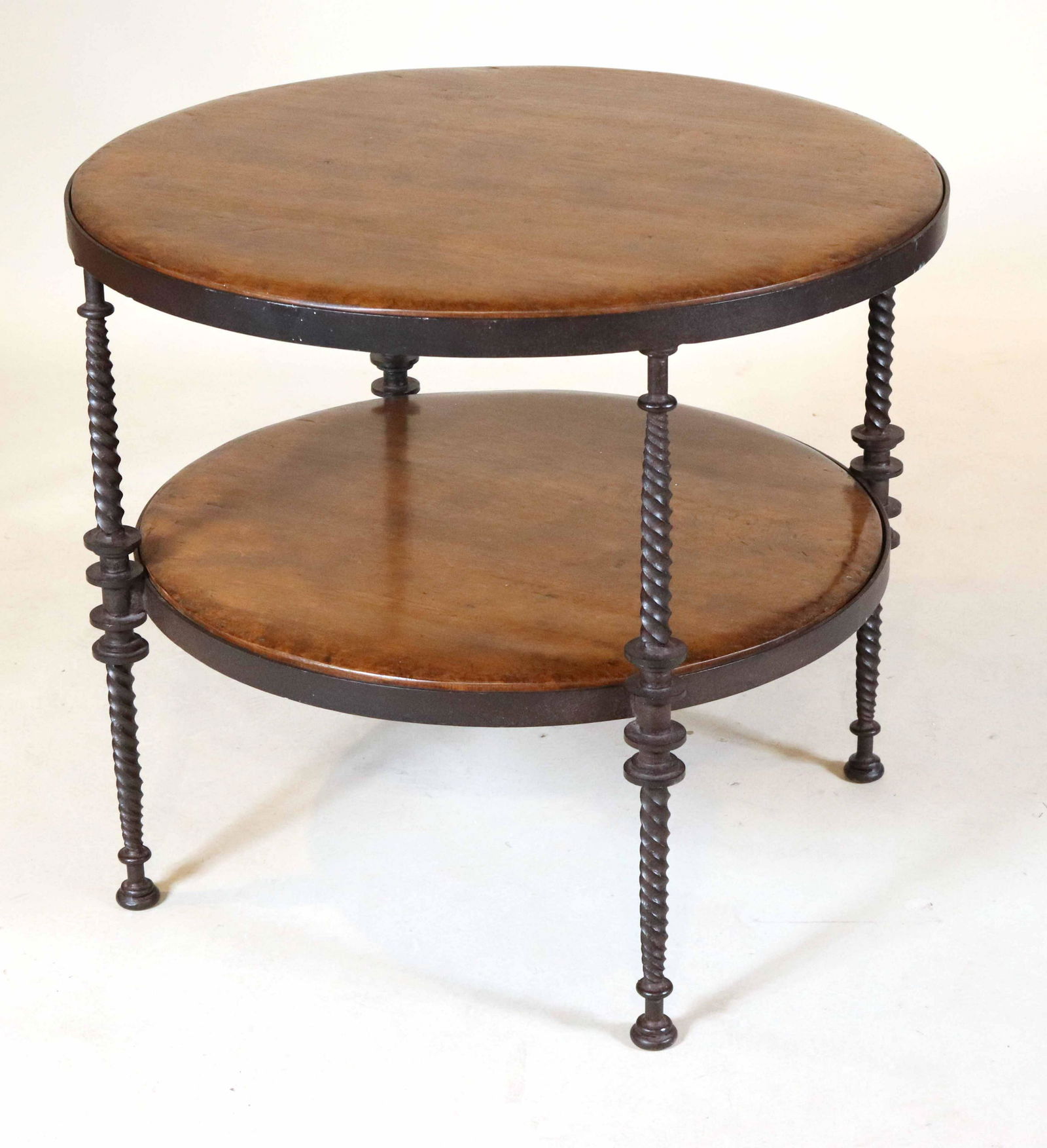 Contemporary Iron and Walnut Circular Side Table (1 of 6)