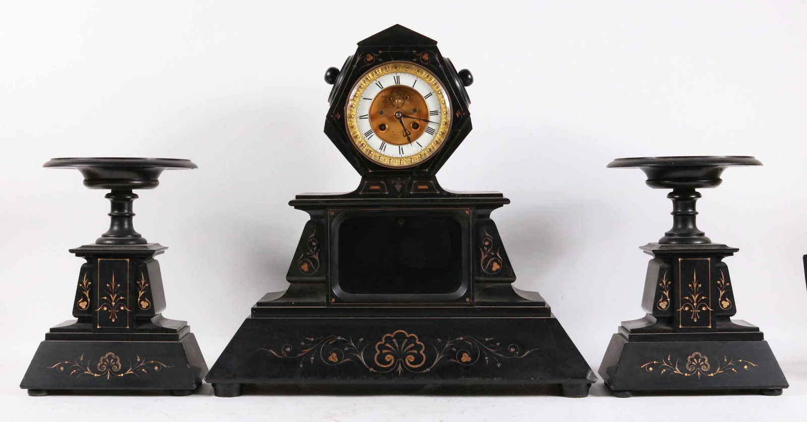 Victorian Gilt-Decorated Black Onyx Garniture Set (1 of 8)