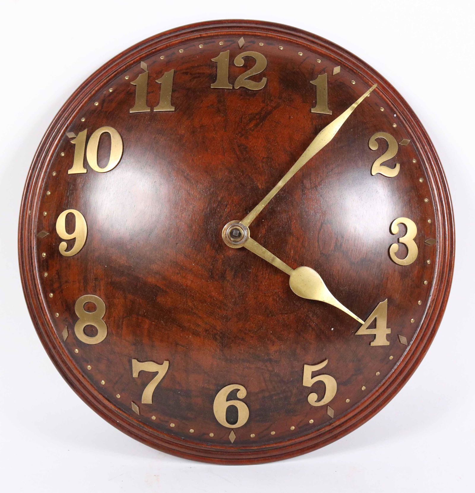 Brass-Mounted Tiger Oak Convex Wall Clock (1 of 3)